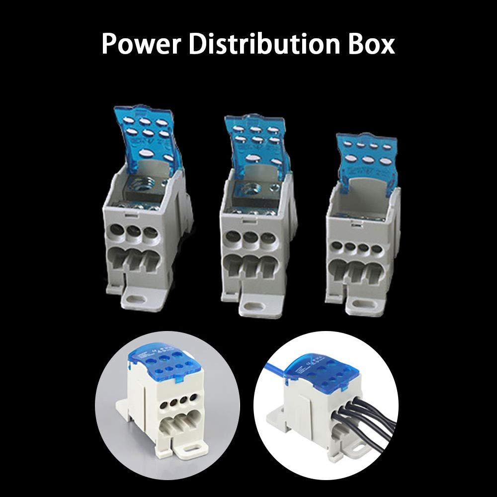 UKK-80A / 125A / 160A Electric Insulated DIN Rail Terminal Block Distribution Box Wire Connector Universal Power Junction Box for Power Distribution Cabinets