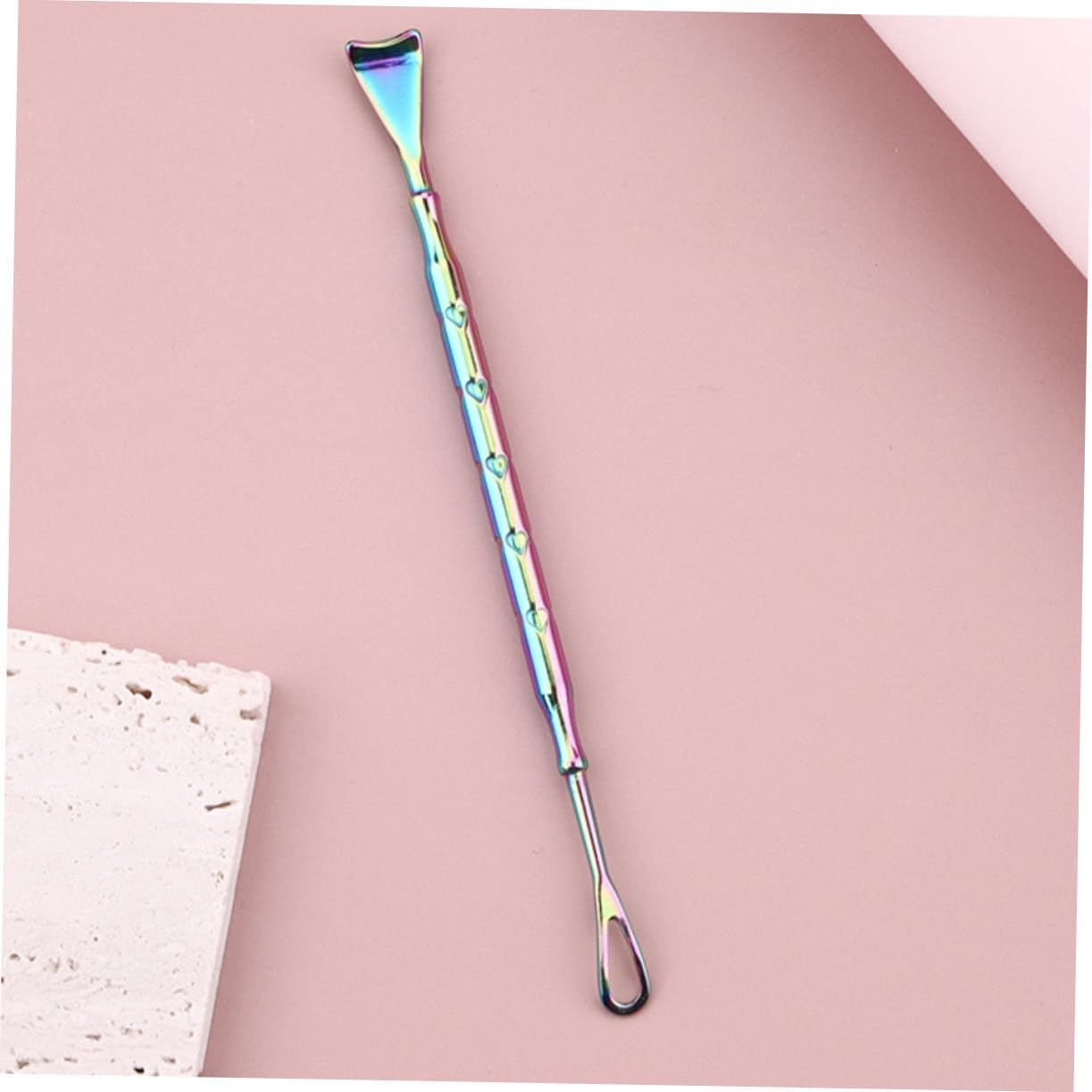 COMPUKAS 2 Pieces Stainless Steel Blackhead Scraper and Metal Pimple Extractor Tool for Facial Skin Care, Titanium-Coated Heart-Shaped Scraper for Nose Pore Cleansing and Blackhead Removal in Beauty Routine image number 1