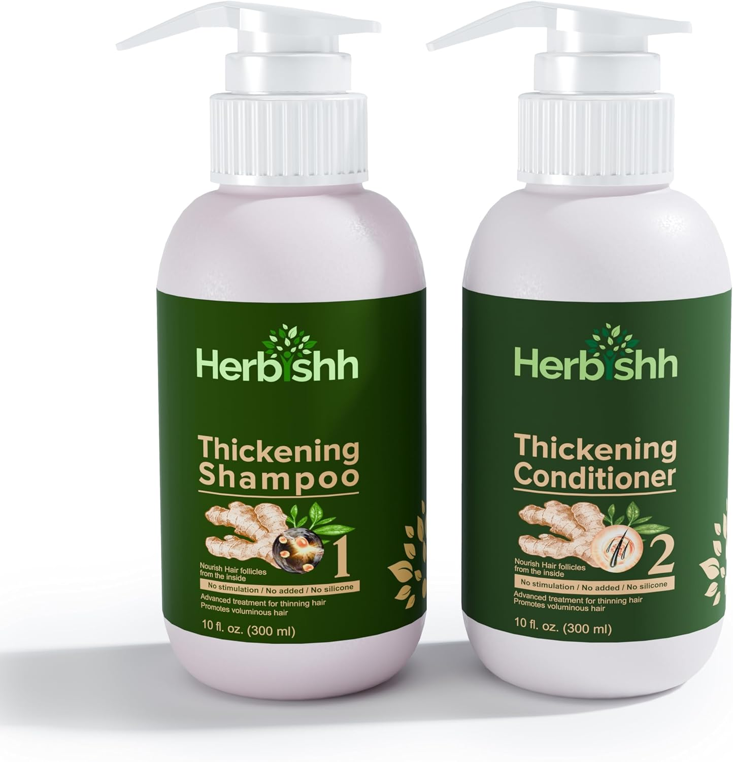 Herbishh anti Hair Loss Ginger Extract Thickening Shampoo & Hair Conditioner for Hair Fall Control & Hair Growth | Suitable for All Type Hair | Sulphates & Parabens Free image number 1