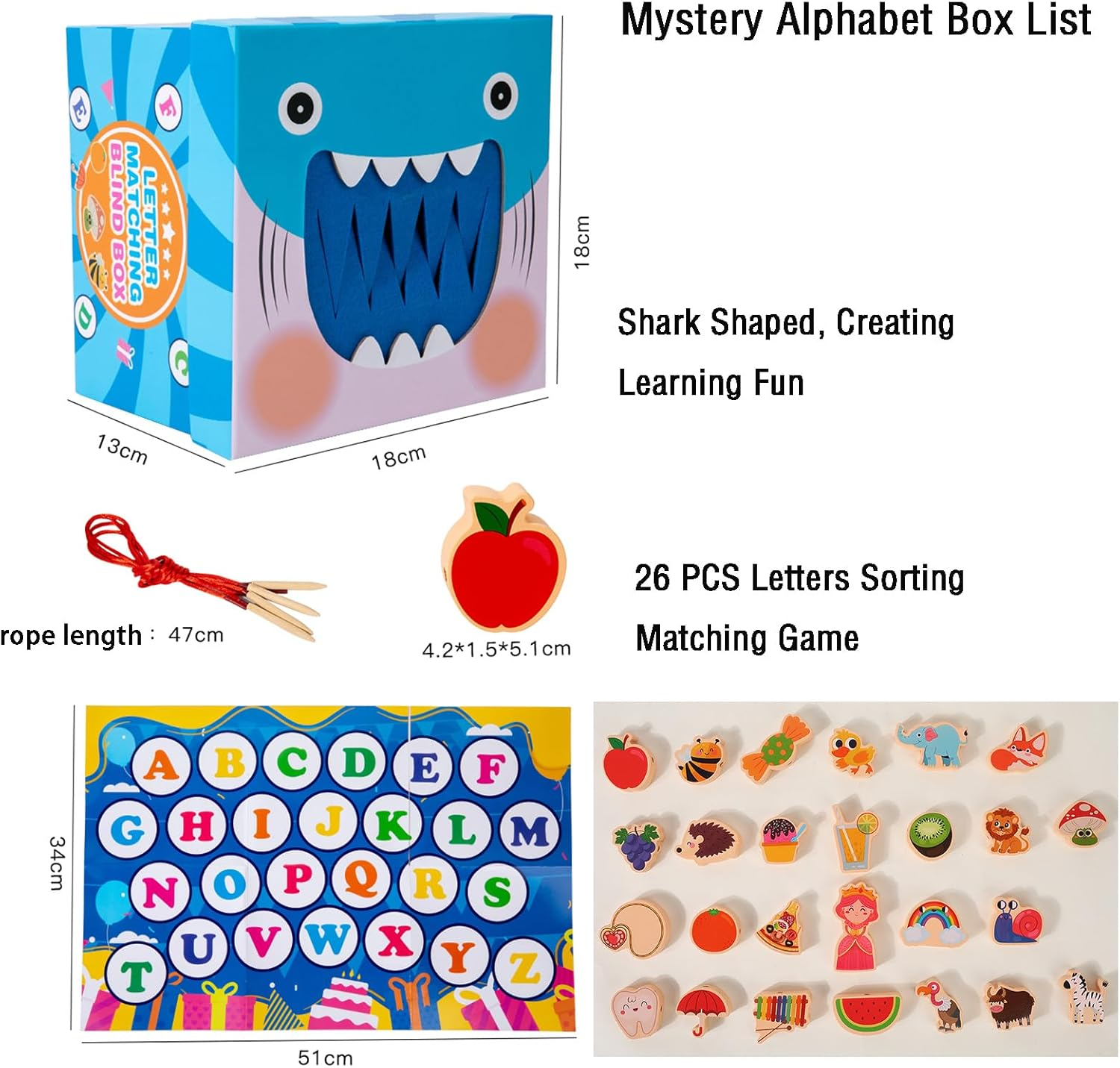Mystery Alphabet Box for Kids 26 PCS Letters Sorting Matching Game Activities Letter Sounds Fine Motor Learning Toys for Preschool Kindergarten Classroom image number 5