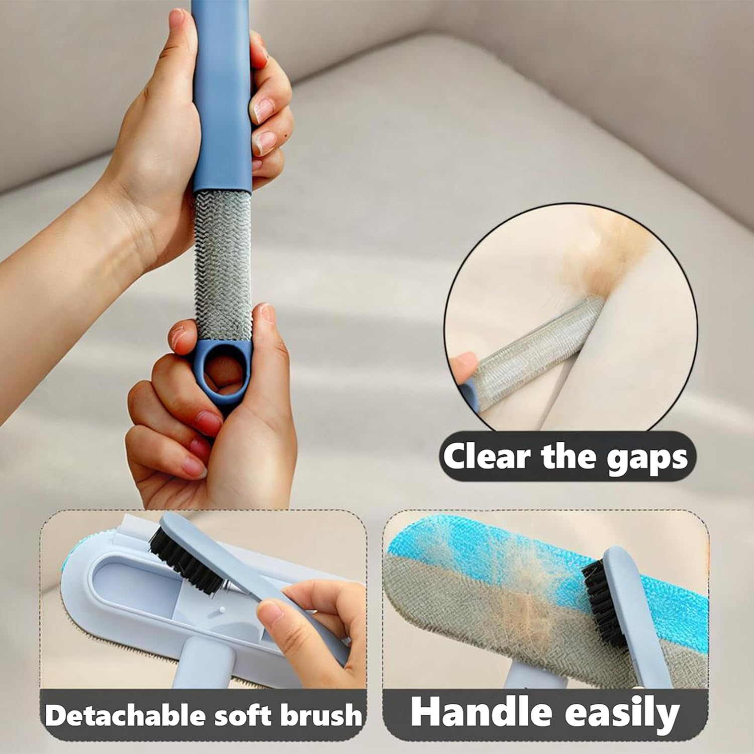 Cat Brush, Lint Remover Brush for Pet Hair, Adjustable Handle, Detachable Lint Brush, Durable & Gentle on Fabrics, Effortless Hair Removal for Sofa, Clothes, Blankets, Cat Trees, Large Brush Head image number 1