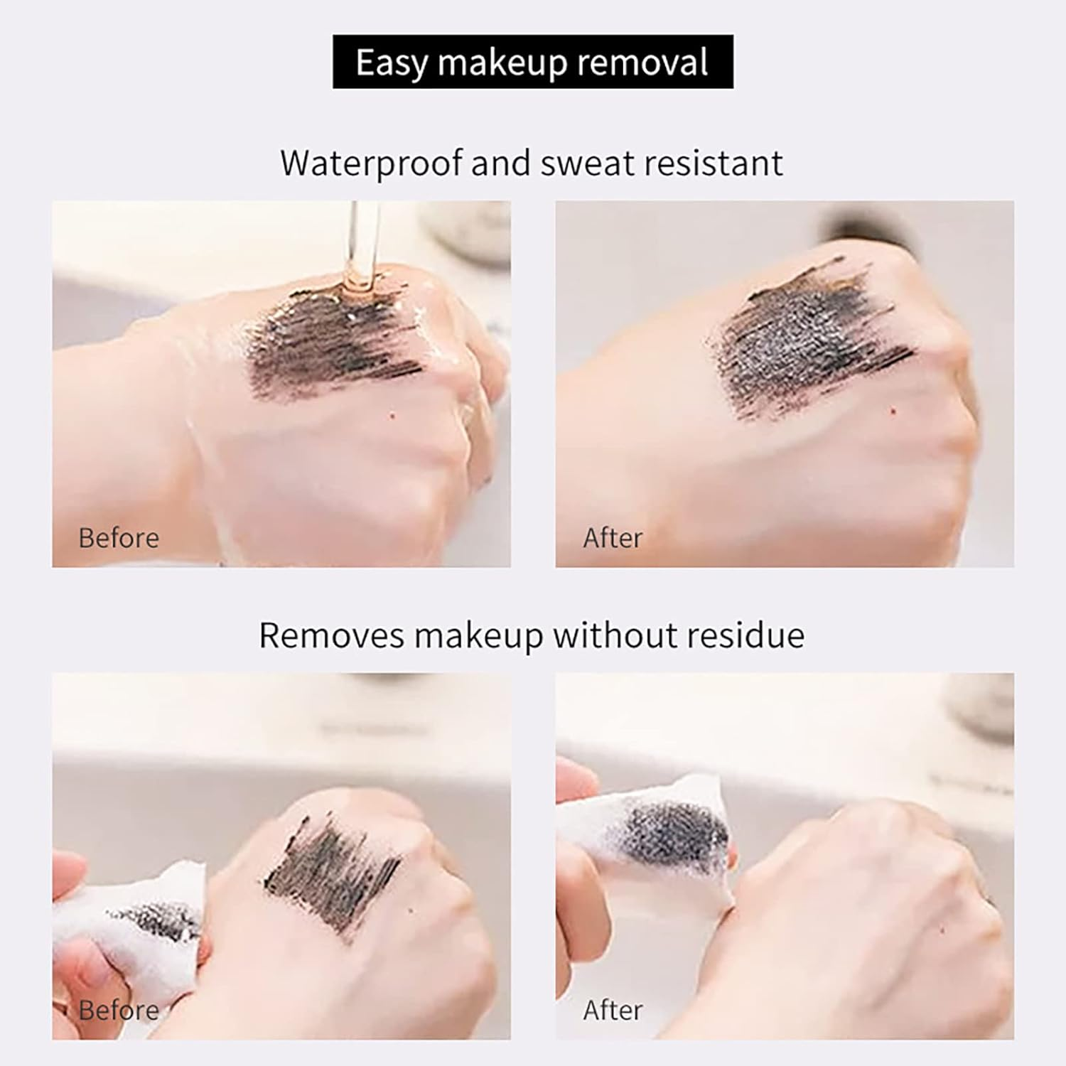 Black Waterproof Mascara & Eyeliner Set, 4D Silk Fiber Lash Extensions Colored Tubing Mascara Volume and Length, Long-Lasting Smudge-Proof Voluminous Mascara and Liquid Eyeliner Pen Set#001 image number 5