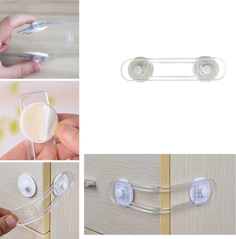 10Pcs Adhesive Cabinet Drawer Door Latches,Child Safety Cabinet Cupboard Door Proofing Lock,Child Safety Cupboard Door Strap Lock,Baby Proofing Safety Lock Cabinet Lock,Kids Safety Cabinet Drawer Lock image number 6