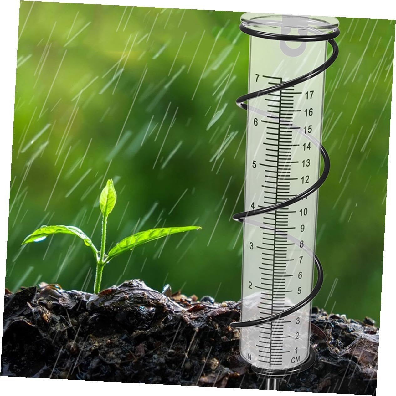 2Pcs Plastic Rain Gauge Tubes with Clear Scale Lightweight Portable Rain Measuring Tubes for Outdoor Garden Lawn image number 2
