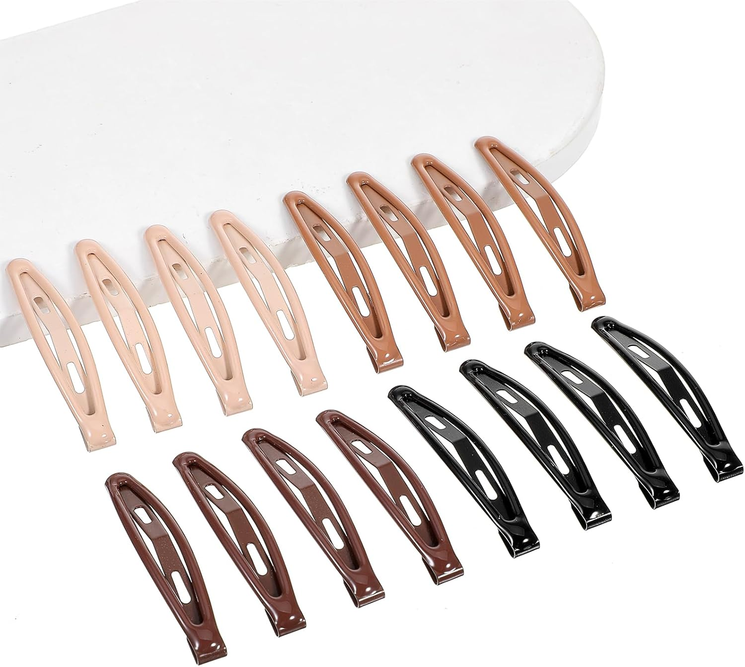 16 Pcs Metal Snap Hair Clips for Women, Non-Slip Hair Barrettes for Thick and Thin, Stylish Hairs Accessories (Black, Dark Brown, Light Brown, Beige, 2.4 X 0.43 Inches) image number 4