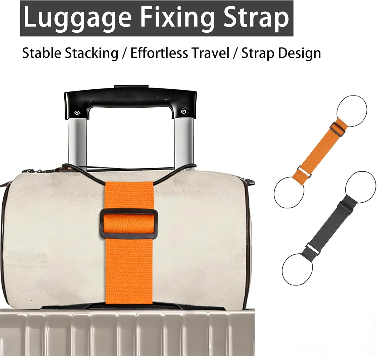 Luzcauwy 2 Pcs Luggage Straps Elastic Travel Bungee for Attaching Extra Bags to Suitcase Handle Lightweight Adjustable Bag Belt for Handbag Backpack Spinner Carryon Airport Holiday Essentials image number 1