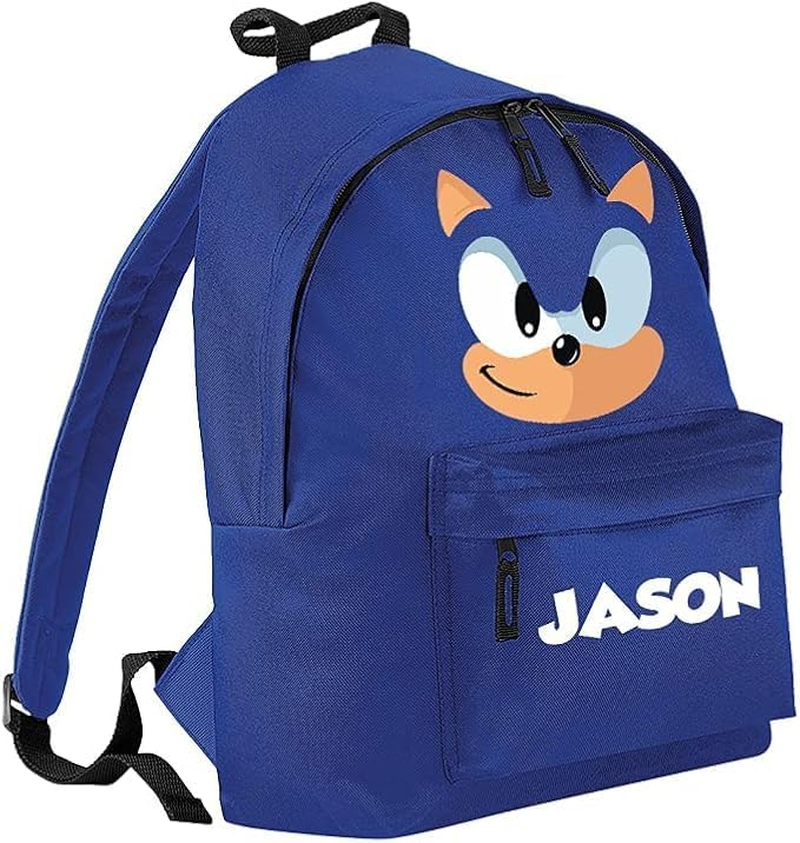 Blue Hedgehog Personalised/Plain Backpack- Presents Gifts Gaming Films Character Quality Product Stitching Padded Shoulder Straps Tension Resistant 100% Polyester image number 2