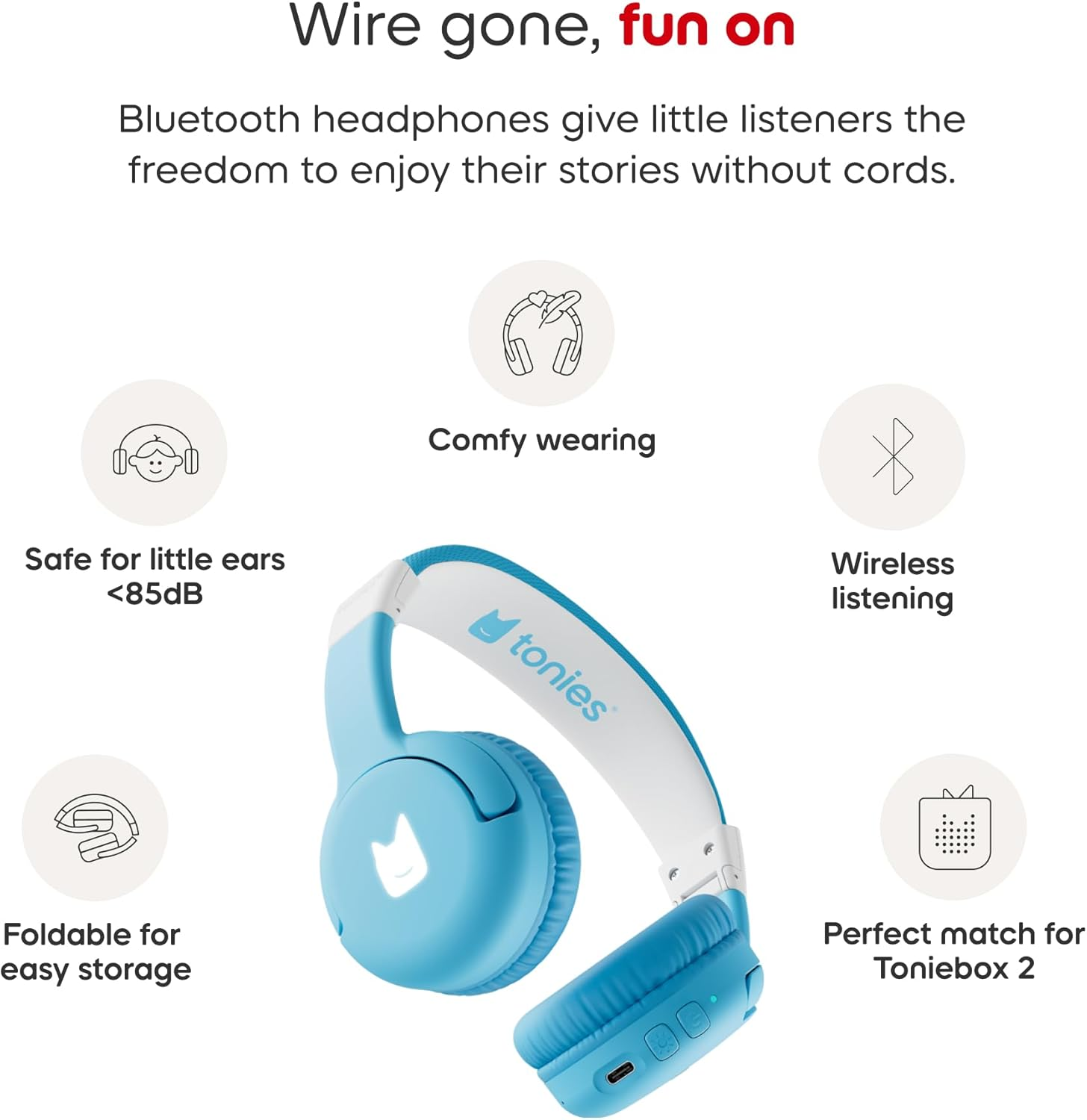 Tonies Toniebox 2 Bluetooth Headphones: Sky Blue image number 4