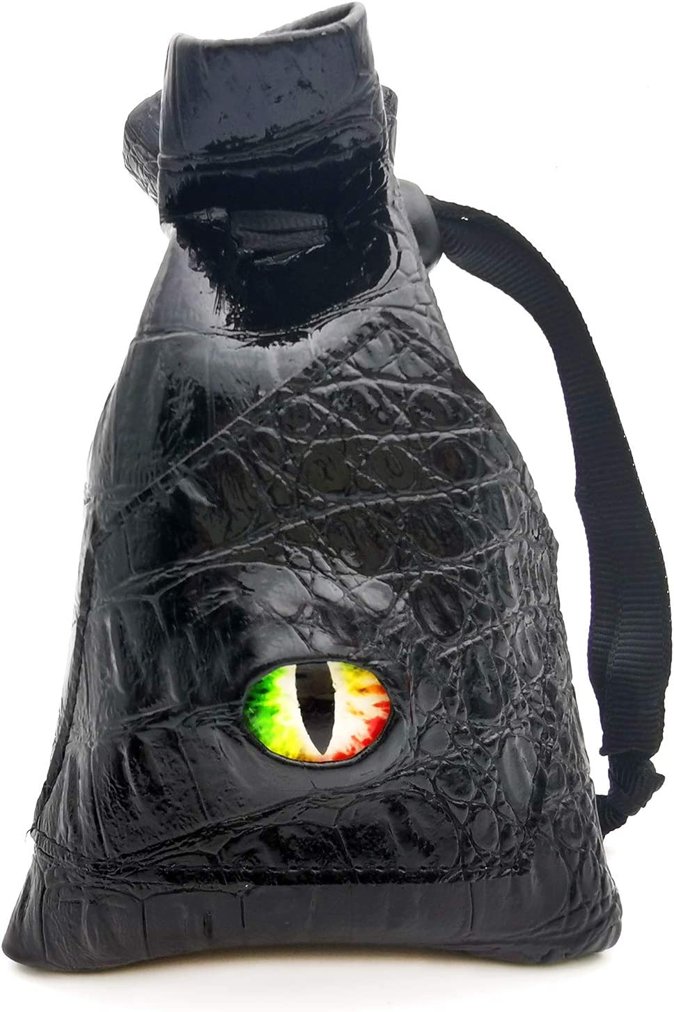 HAOMEJA DND Stuff Role Playing Dice Bag Drawstring Leather DND Dice Bag, Storage Bag Black Green Eye