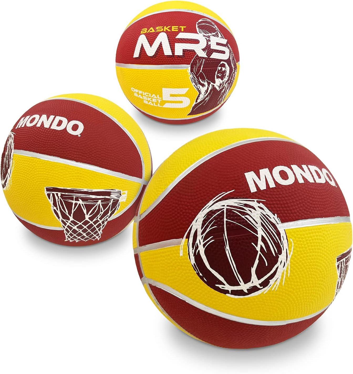 Mondo Toys Dream Team Basketball for Kids - Soft Surface - Size 5 - Orange/Yellow/Blue/Amaranth - 13139 image number 2