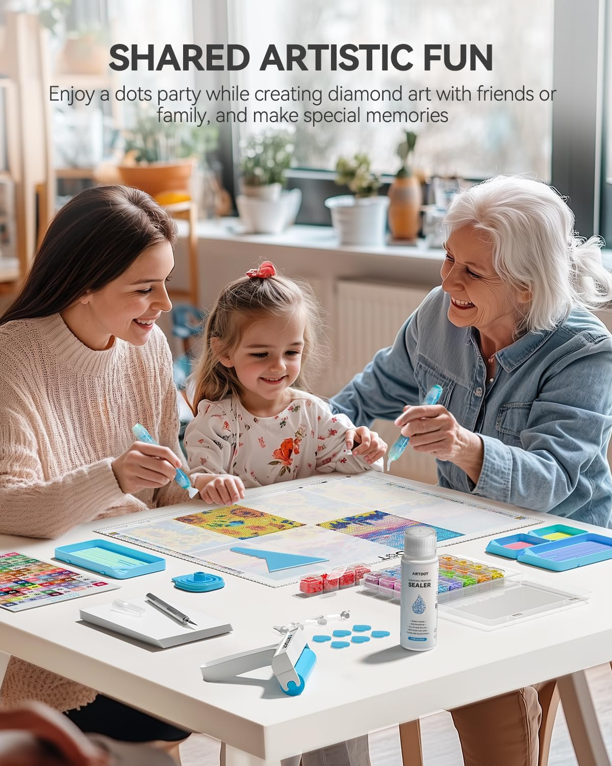 ARTDOT All-Inclusive Diamond Art Accessories Kits for Adults, Diamond Painting Tools with Bead Organizers and Storage Pens Sealer Roller Diamond Art Supplies for Beginners image number 3