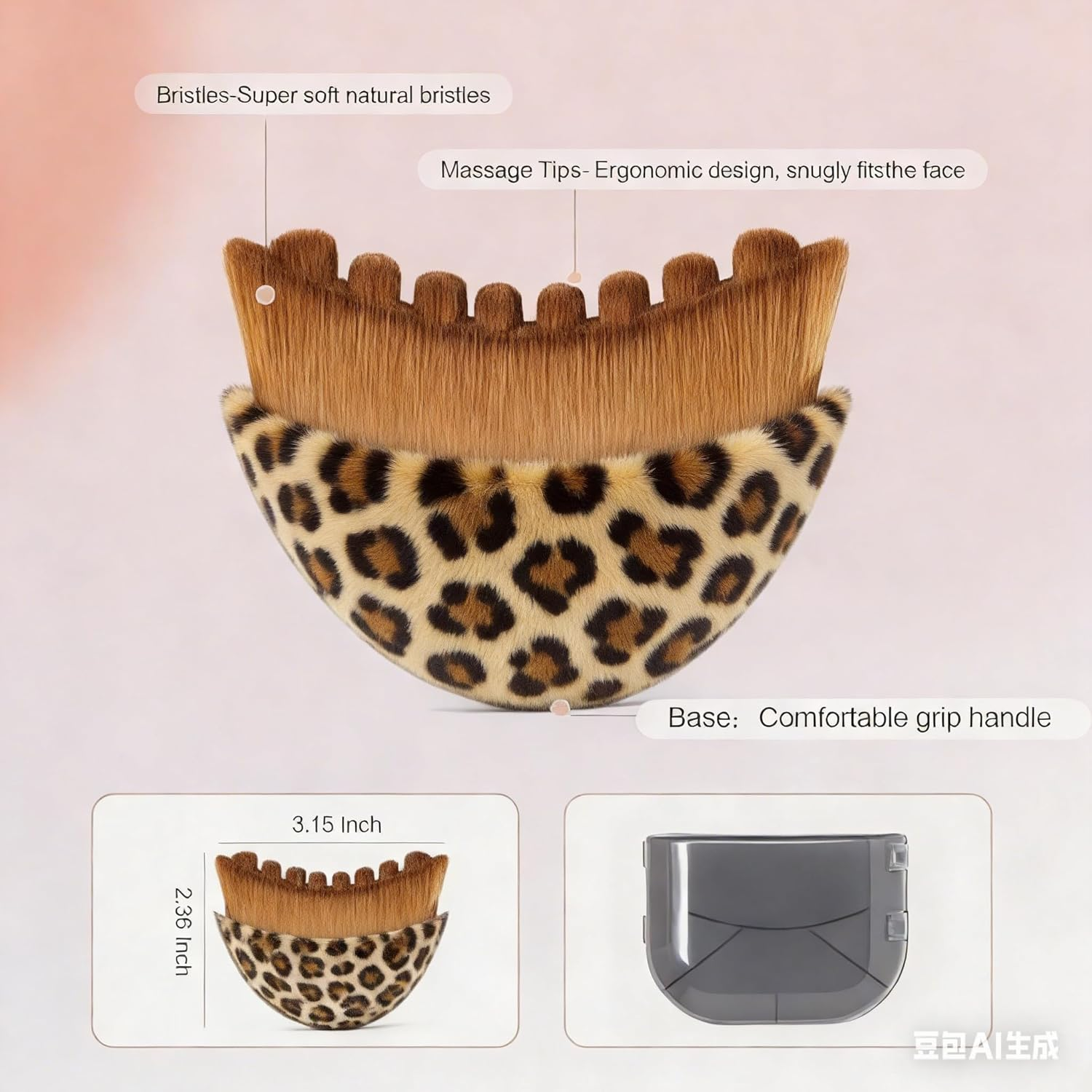 Lymphatic Contour Face Brush, Manual Lymphatic Drainage Massager, Natural Makeup Brushes with Durable Soft Bristles, Hypoallergenic Ergonomic Facial Cleansing Brush for Sculpting (Two Leopard Print Pieces) - Two Leopard Print Pieces image number 3
