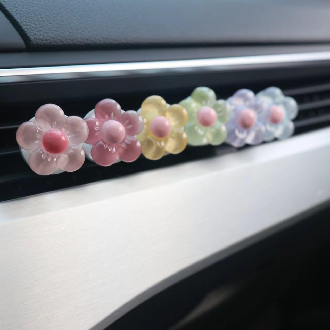 Joynaamn 6 PCS Car Accessories for Women, Flower Car Air Vent Clips Air Conditioner Outlet Decoration Car Interior Decor Charm, Assorted Color