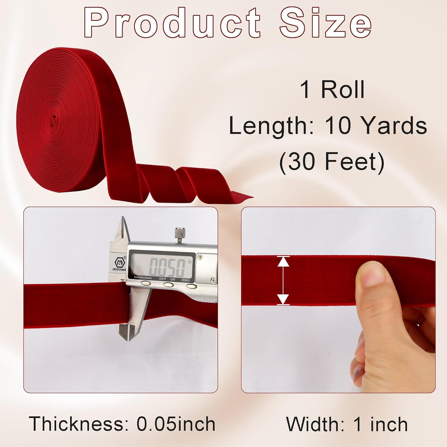 Velvet Ribbon Wine 1 Inch (25Mm) 10 Yards Manjonzic Single-Sided Velvet Ribbon Trim Perfect for Christmas Trees Gift Wrapping Bouquets Wedding Decor image number 2