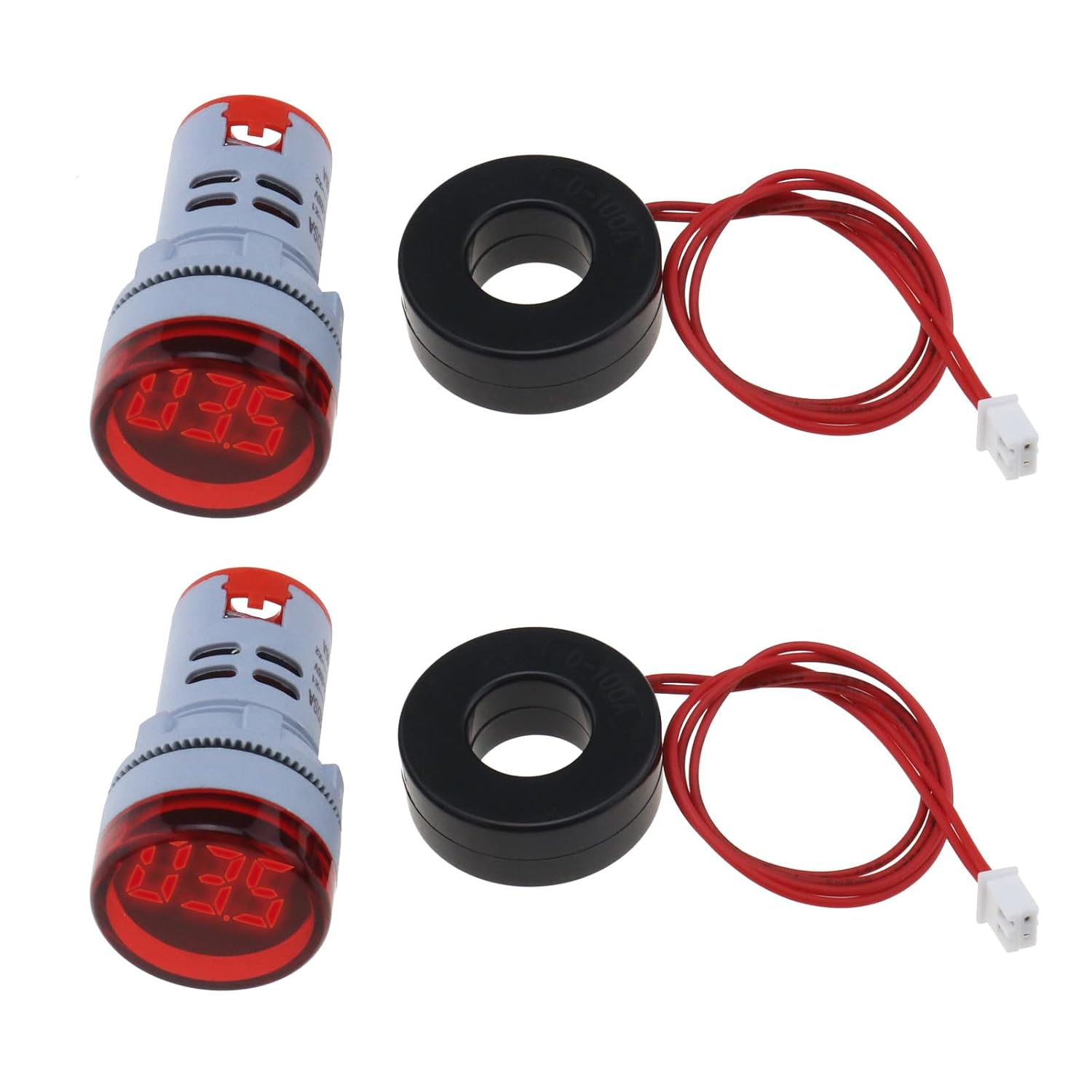 Ecsing 2Pcs LED Digital Display AC Ammeter LED Digital Ammeter AC Current Monitor Circular AC Current Tester for Signal Indication Power Current Display image number 2