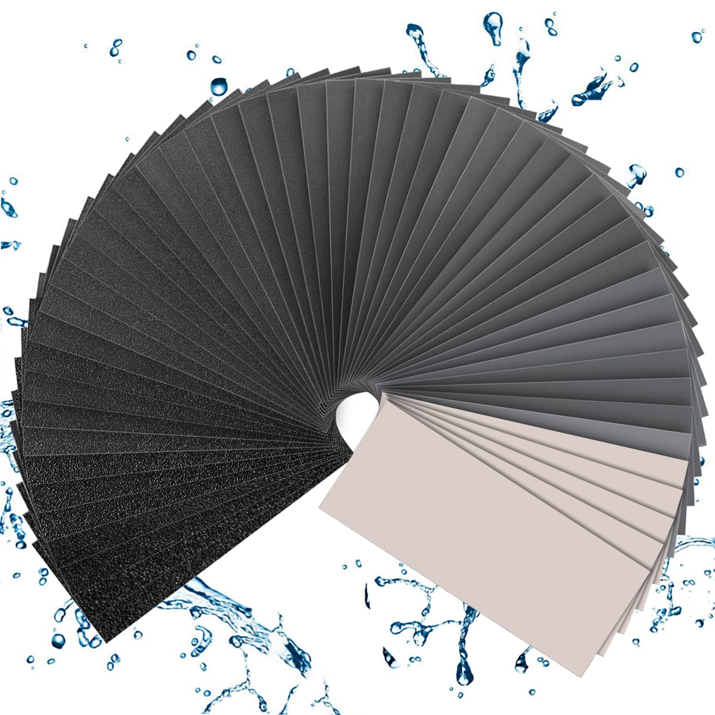 50Pcs Sandpaper Set P120~P3000Grit Wet and Dry Sanding Paper 230&times;93Mm (Assorted Grit 120/180/240/400/600/800/1500/1000/2000/3000 X5) for Automotive Polishing, Metal Wood Glass Finishing image number 3