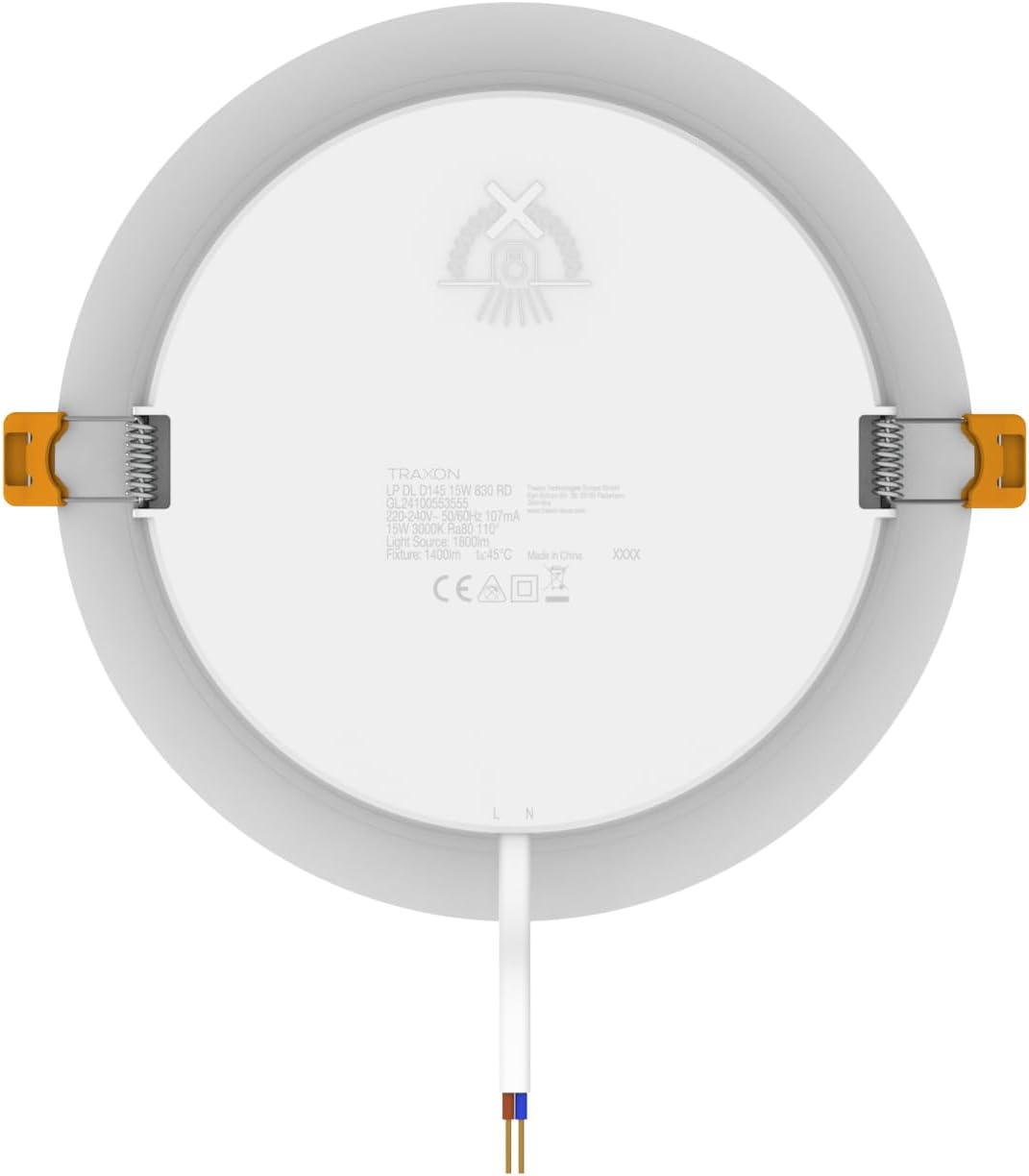 TRAXON LUXPOINT LED Recessed Spotlight, Filbert Round, 15W, Warm Light, 3000K, 1800Lm, PS Ceiling Light, Integrated Driver, Ceiling Cut, Diameter 145-150Mm, IP20, Indoor (Warm Light 3000K, Pack 2) image number 2