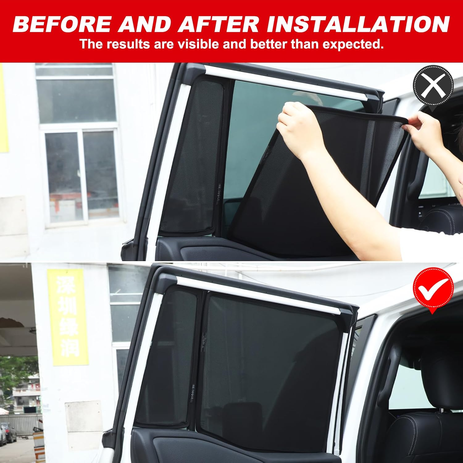 Yinaniutos Window Sun Shade Compatible with Toyota Land Cruiser Prado 250 2024 2025 | Windscreen Blind Mesh | Polyester (Rear Side Windows 4Pcs) image number 6