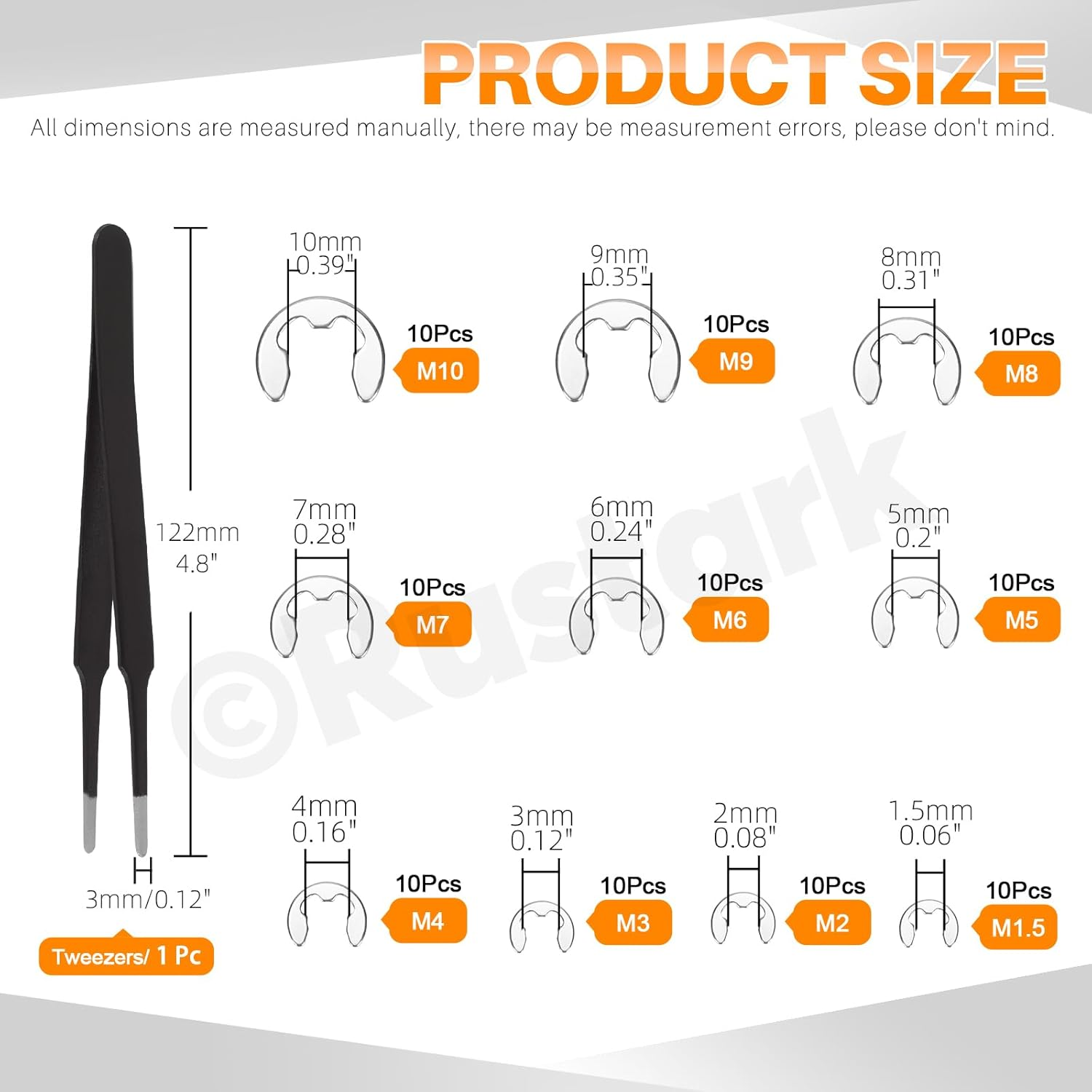 303Pcs 304 Stainless Steel M1.5-M10 E-Clip Circlip Retaining Rings Assortment Kit and M4-M28 C-Clip External Snap Rings Assortment Kit with Tweezers image number 4