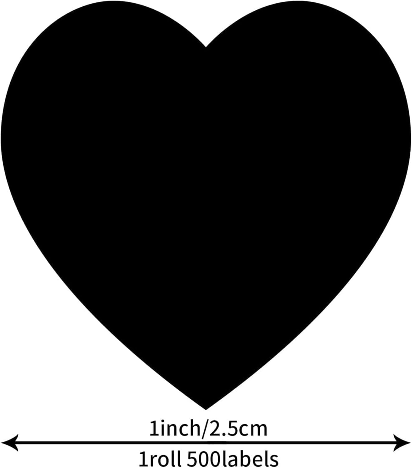 Black Heart Shaped Stickers, 1 Inch Cute Decorative Love Labels for Valentine&rsquo;S Day, Envelopes, Award Charts, Crafting, Scrapbooking, 500 Labels per Roll