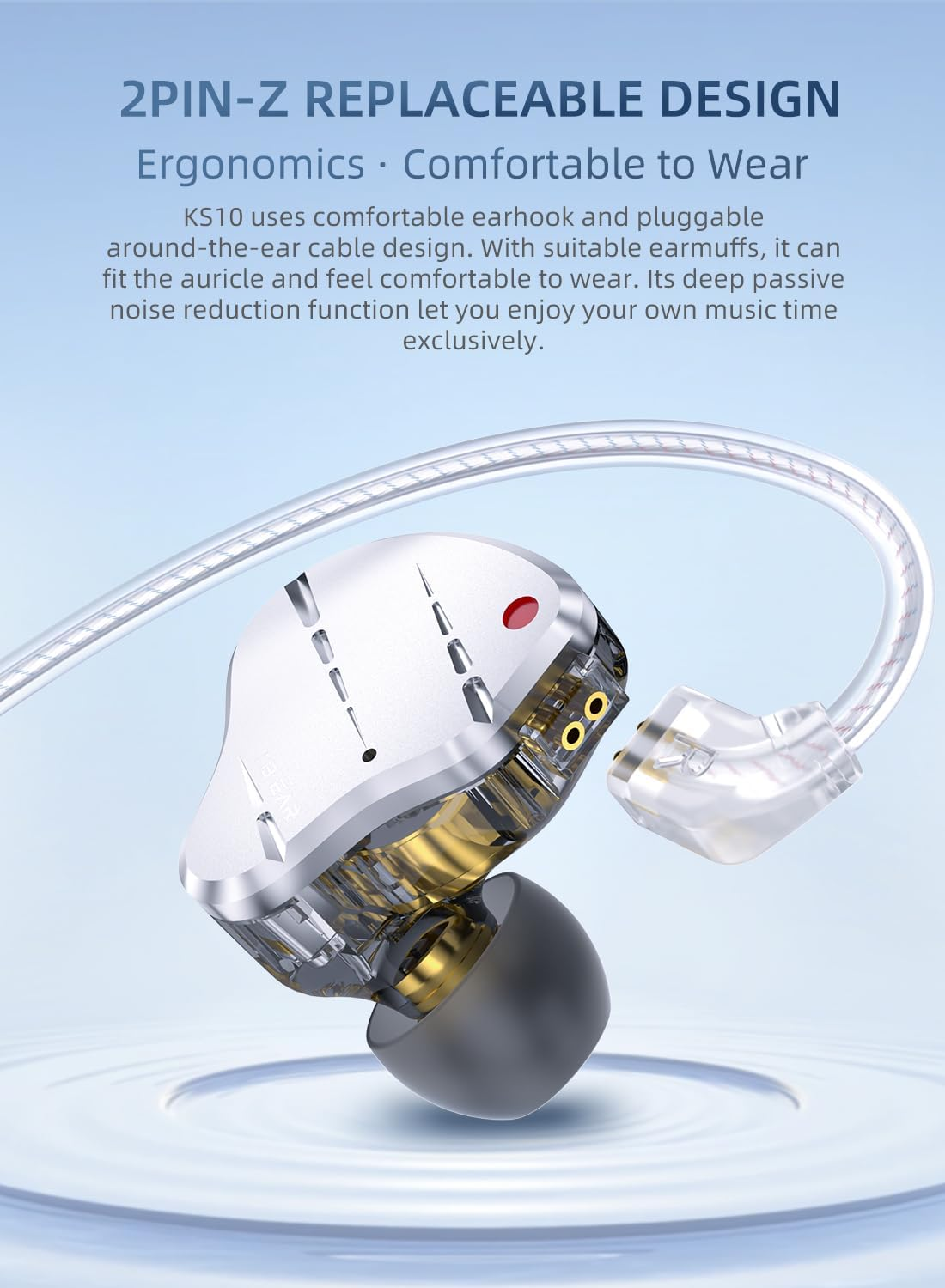 Yinyoo KBEAR KS10 In-Ear Monitors Dynamic 1DD and 4BA IEM Headphones Noise Cancelling 3.5Mm Jack Lightweight Hifi Headphones for Musicians, Singers and Professional Gamers image number 1