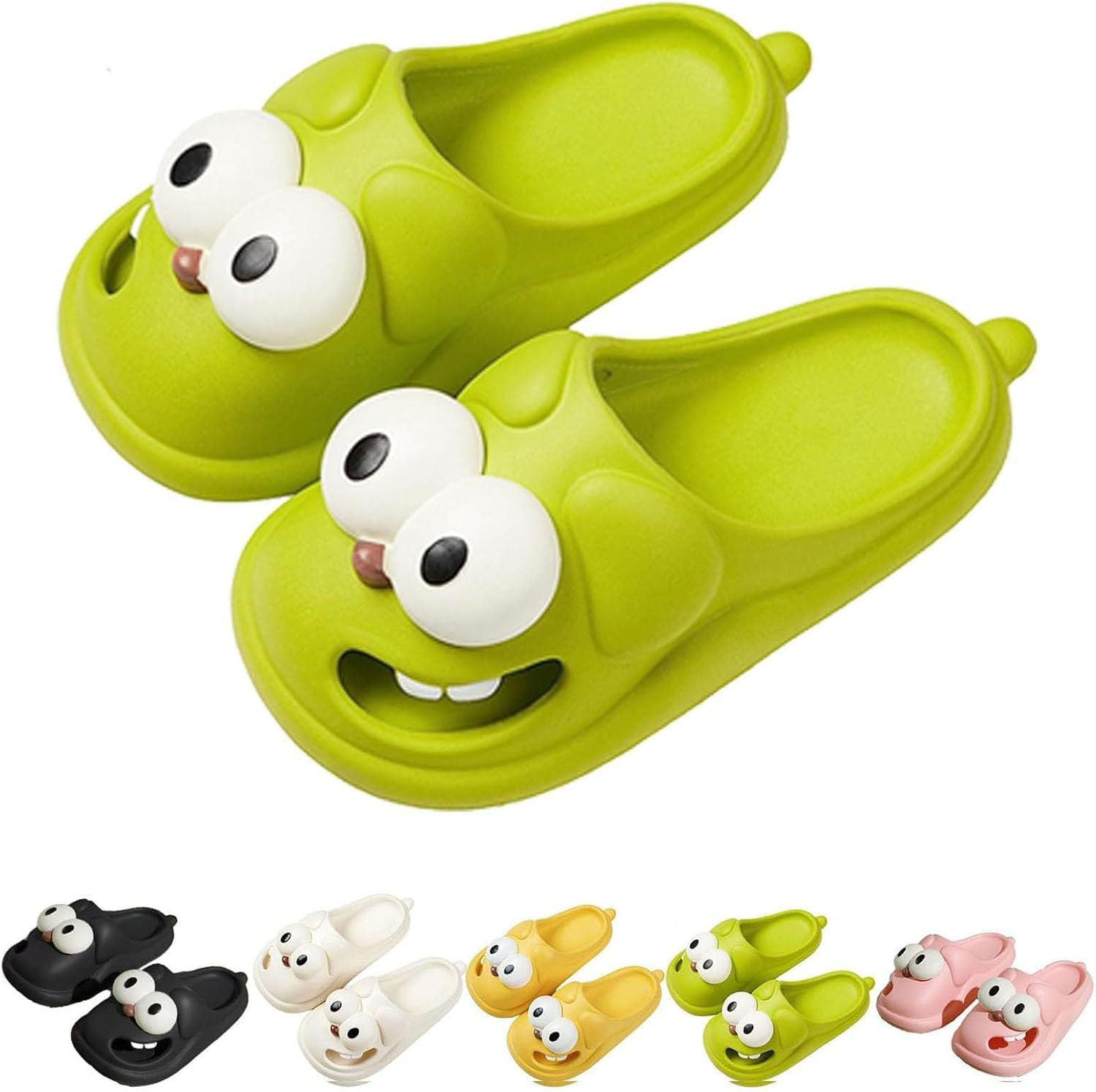 Big Eyes Dog Slippers for Women Kid, Tongue Kiss Slippers, Non-Slip Quick Drying Soft Lightweight Shower Cloud Slides