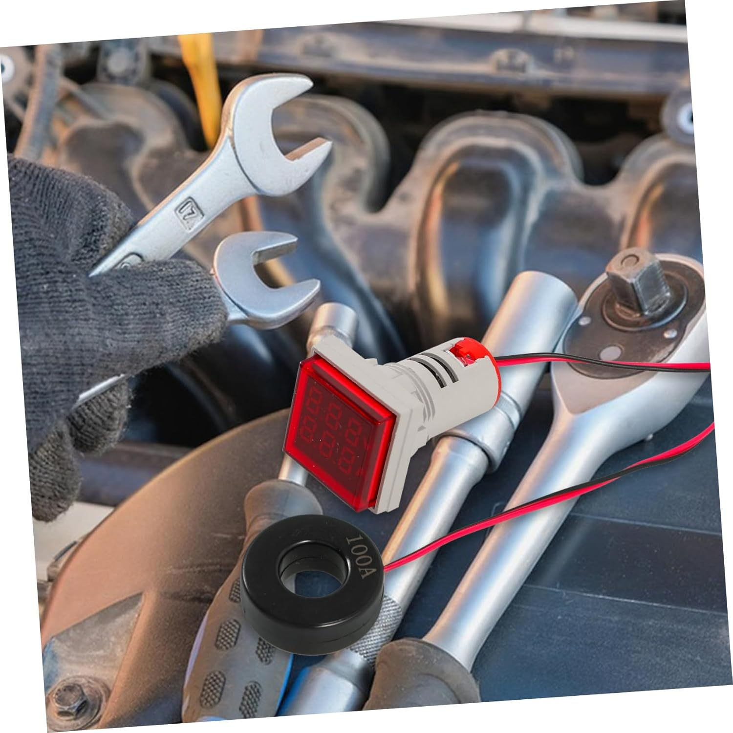 GLEAVI Digital Voltmeter Digital Multimeter Tester with LED Display Ac 60-500V 0-100A Current Meter for Electrical Power Monitoring Voltage Cable Testing Automotive Systems