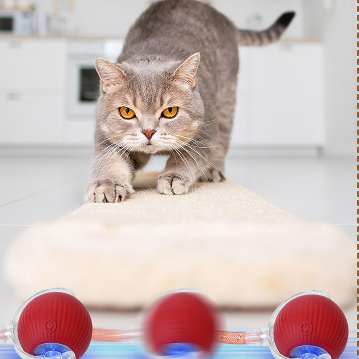 Cat Ball Toy | Automatic Smart Kitten Toys with Elastic Mesh Tail - Pet Games for Mental Stimulation Exercise Training Hunting Simulation Scratching Post Floor image number 1
