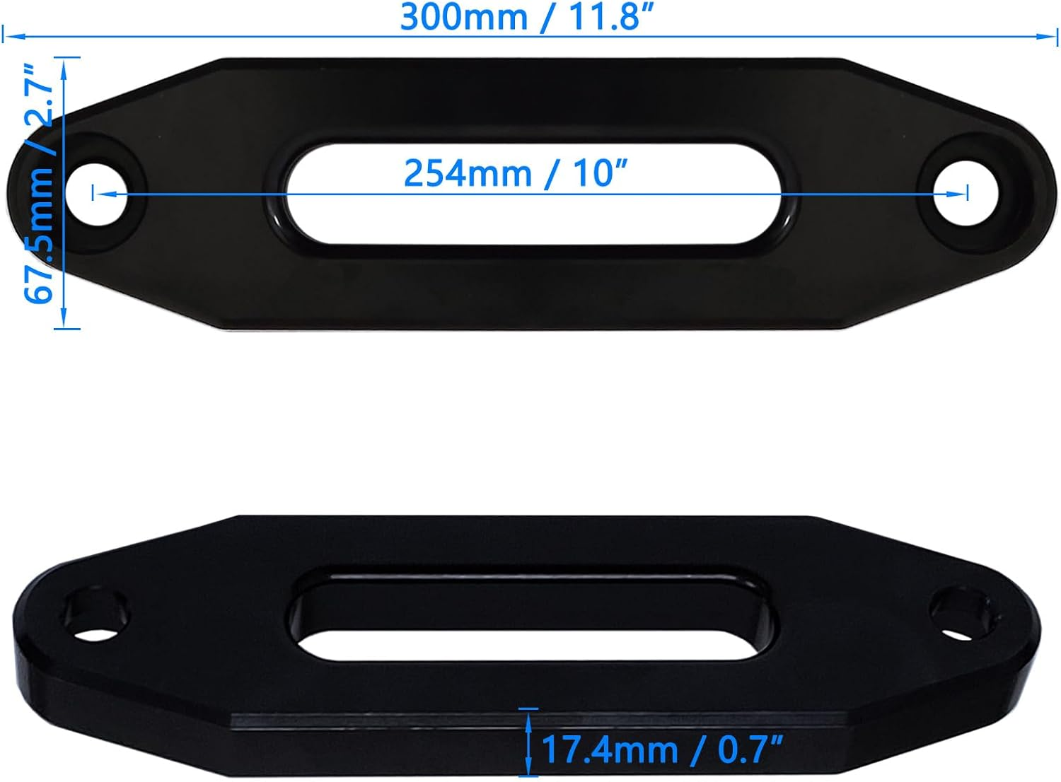 Aluminum Hawse Fairlead for UTV ATV 2000-13000 Lbs Winch Mount Glossy Black (10 Inch) image number 4