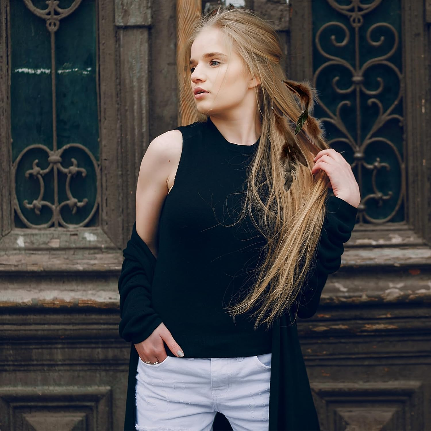 TEAONE Feathers Hair Extension Clips, 4 PCS Handmade Bohemian Hippie Hair Clip for Cosplay, Costume, Party Headdress