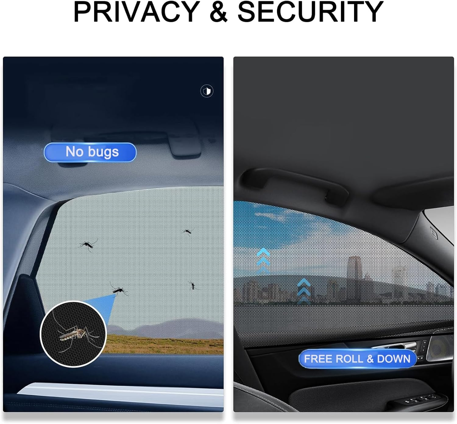 Car Side Window Sun Screens, Stretchy Mesh Sunshade & Mosquito Net Protector, Universal Fit for Most Cars, Suvs, and Trucks (Front&Rear Windows) image number 6