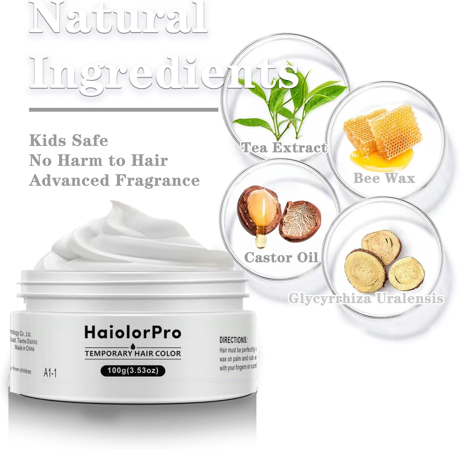 Haiolorpro White Hair Color Wax Temporary Washable, White Hair Dye for Kids, Hair Makeup Paint Wax for Parties or Cosplay, Hair Coloring Products No Messy (White) image number 2