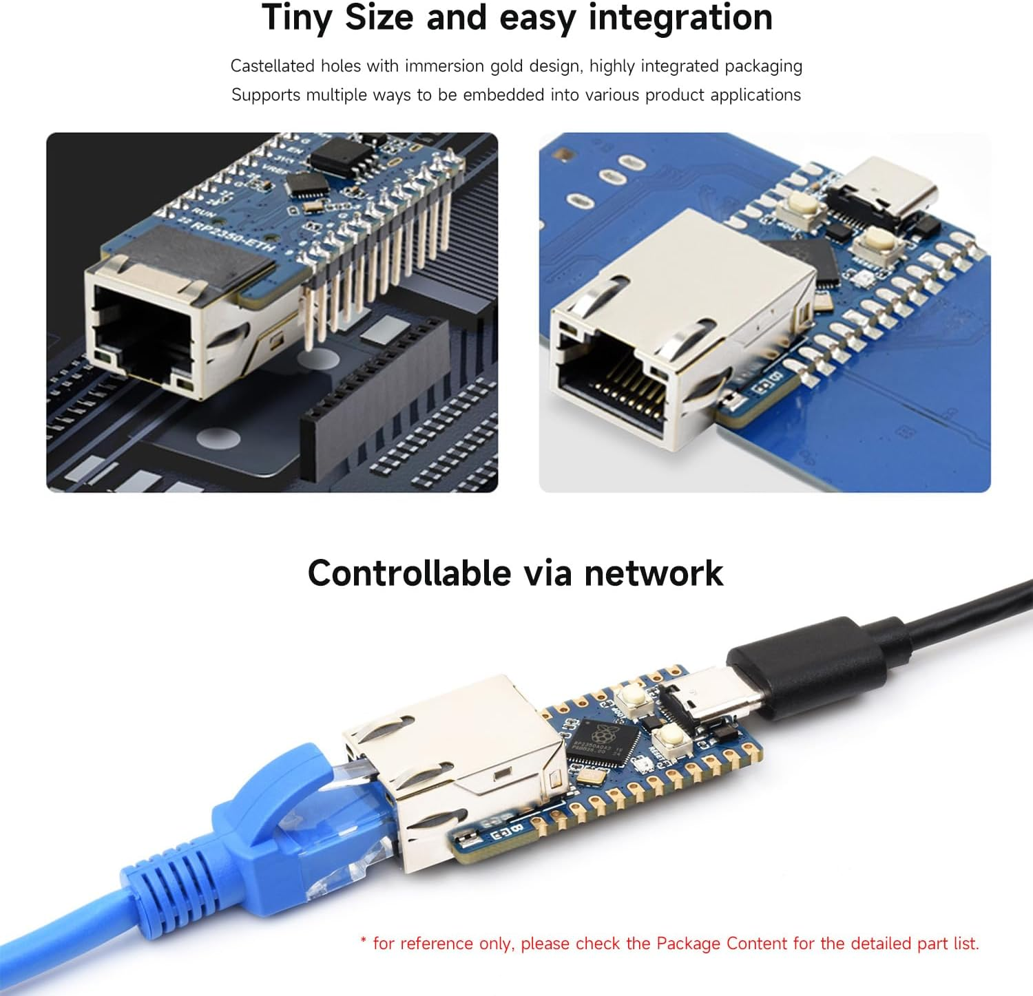 Waveshare RP2350-ETH Mini Development Board, RP2350 Ethernet Port Module, Raspberry Pi Microcontroller Development Board, Based on Official P2350 Dual-Core & Dual-Architecture Microcontroller