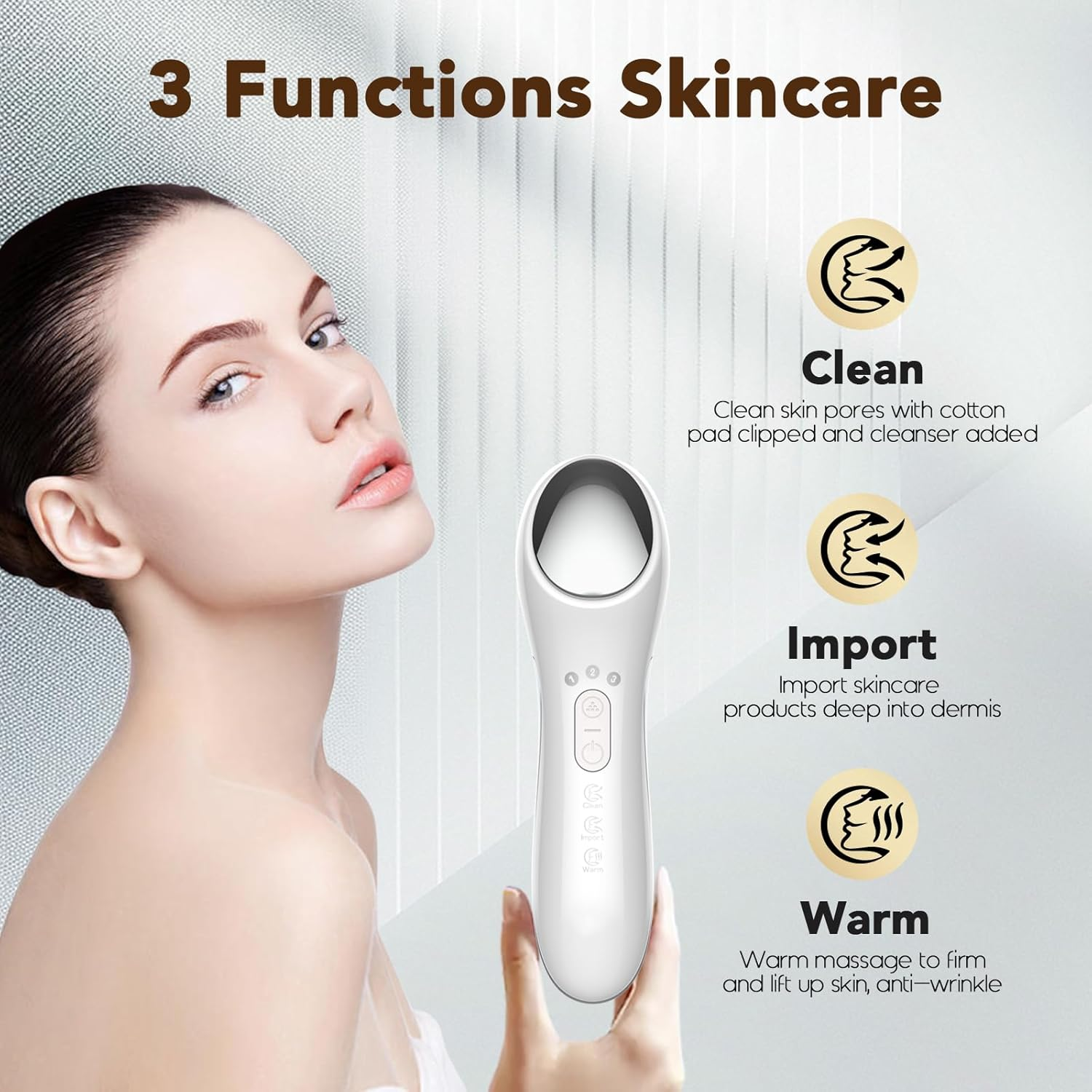 Neck Face Massager, Microcurrent Facial Sculpting Tool, Rechargeable Face Lifting Device with Vibrate, Warm, Pores Cleansing with Cotton Ring, Clean and Moisturize, Reduce Wrinkle, Fine Lines image number 5