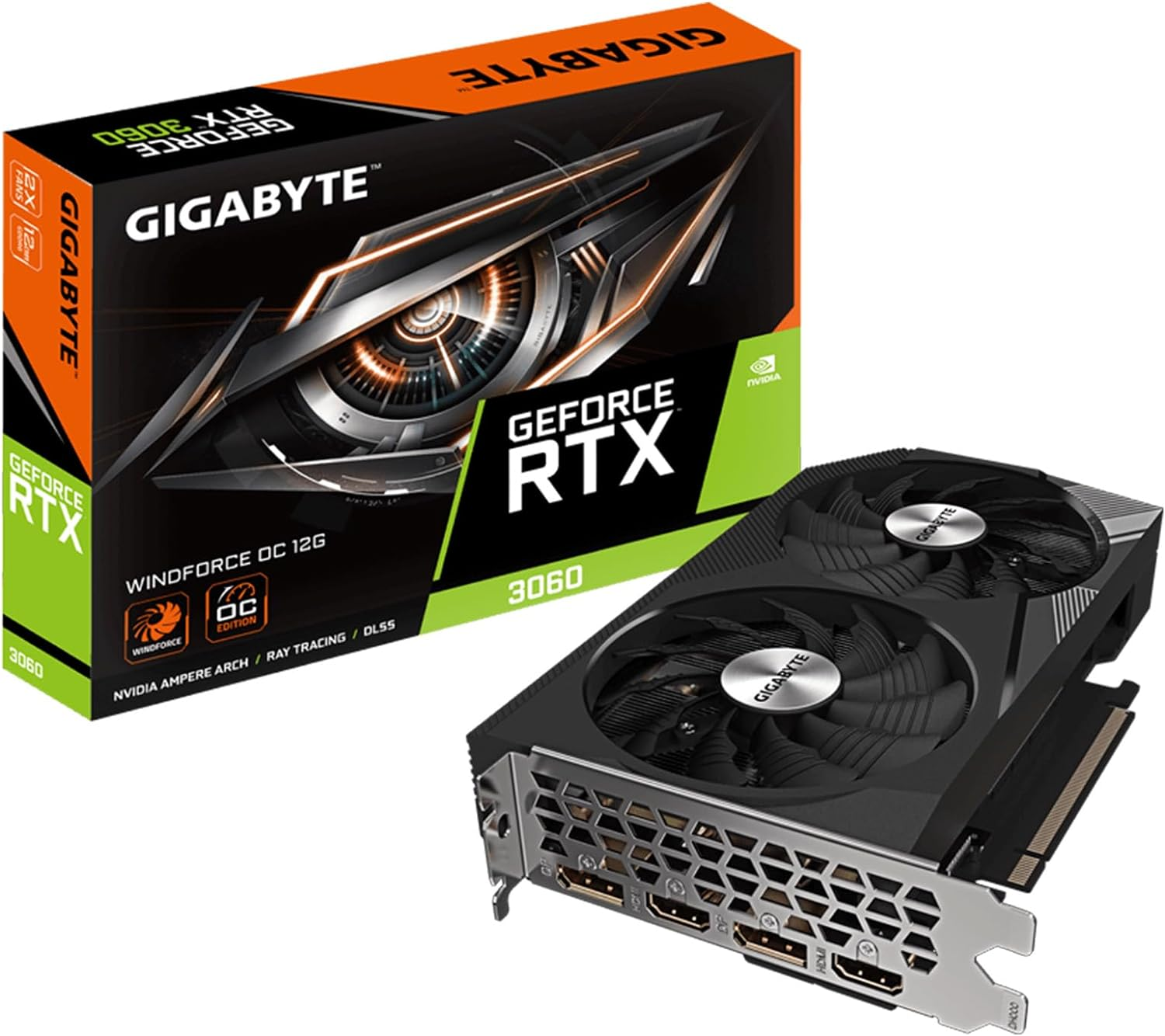 GIGABYTE Geforce RTX 3060 WINDFORCE OC 12G (REV2.0) Graphics Card, 2X WINDFORCE Fans, 12GB 192-Bit GDDR6, GV-N3060WF2OC-12GD REV2.0 Video Card image number 3