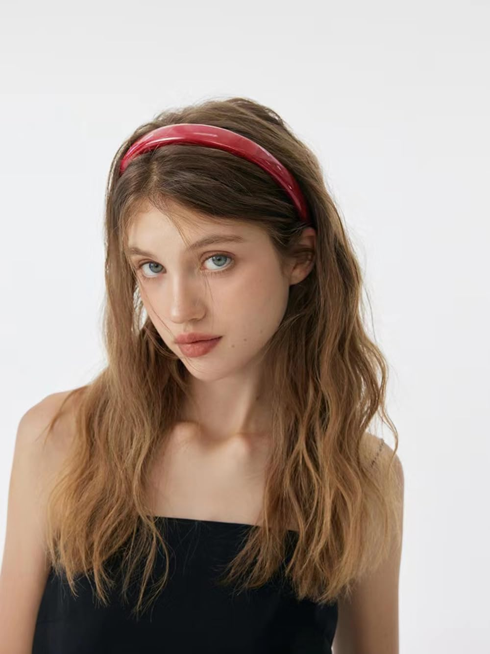 2Pcs Red Leather Headbands for Women Trendy, Vintage Red Wide Headbands Non-Slip Fashion Head Band for Women'S Hair Fashion Hair Accessories for Women Girl image number 2