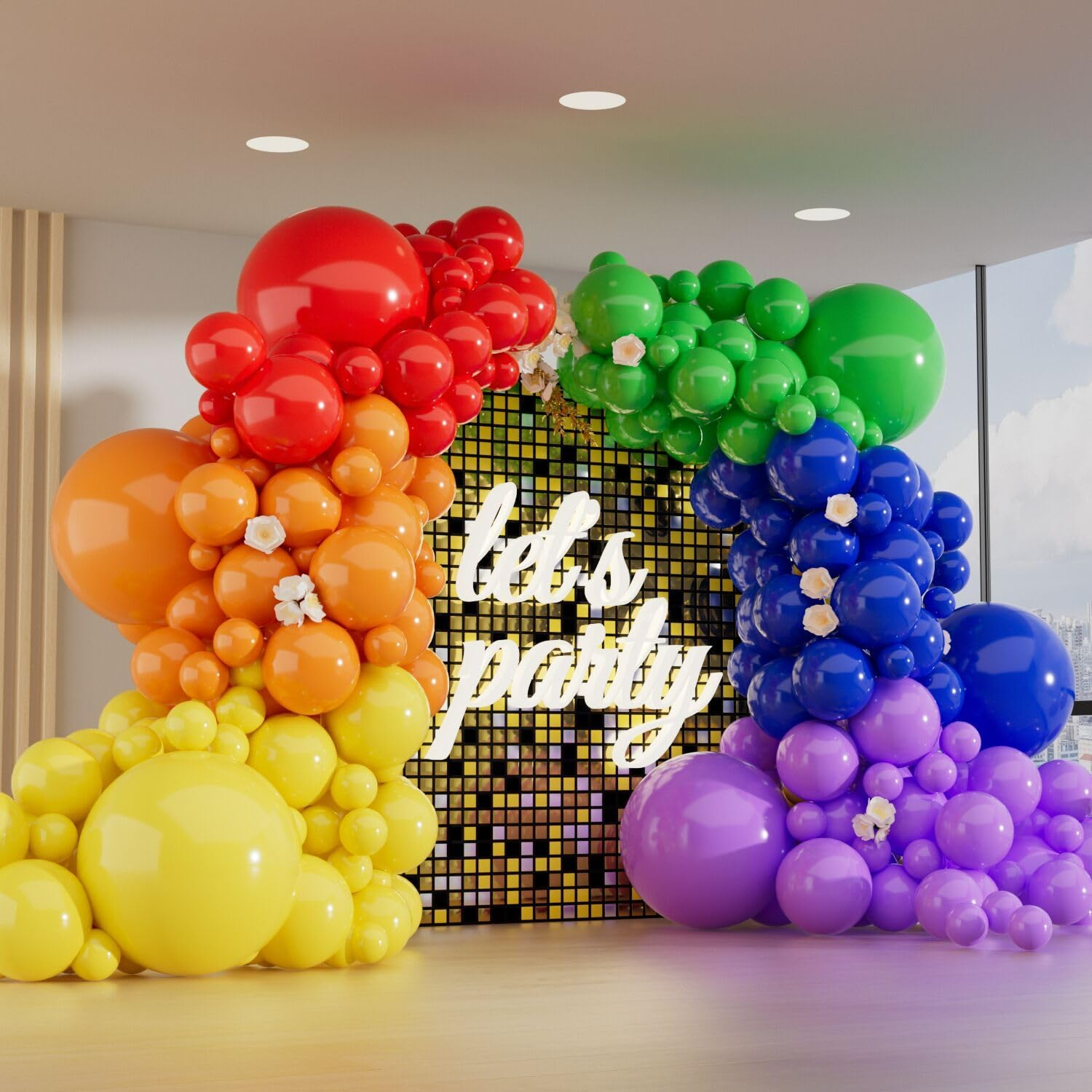 150Pcs Rainbow Balloons Different Sizes 18 12 10 5 Inch for Balloon Garland Arch,Rainbow Latex Balloons for Birthday Graduation Baby Shower Party Decoration(2 Ribbons) image number 4