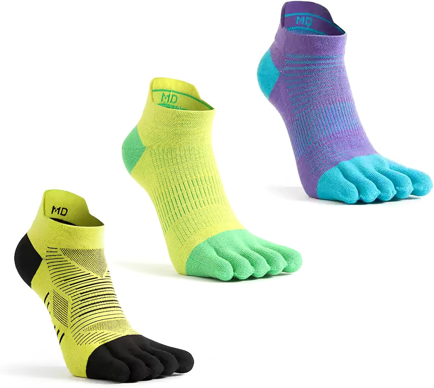 Viiotu 3 Pairs Toe Socks for Women Men,Coolmax Five Finger Running Socks,High Performance Athletic Toe Socks No Show