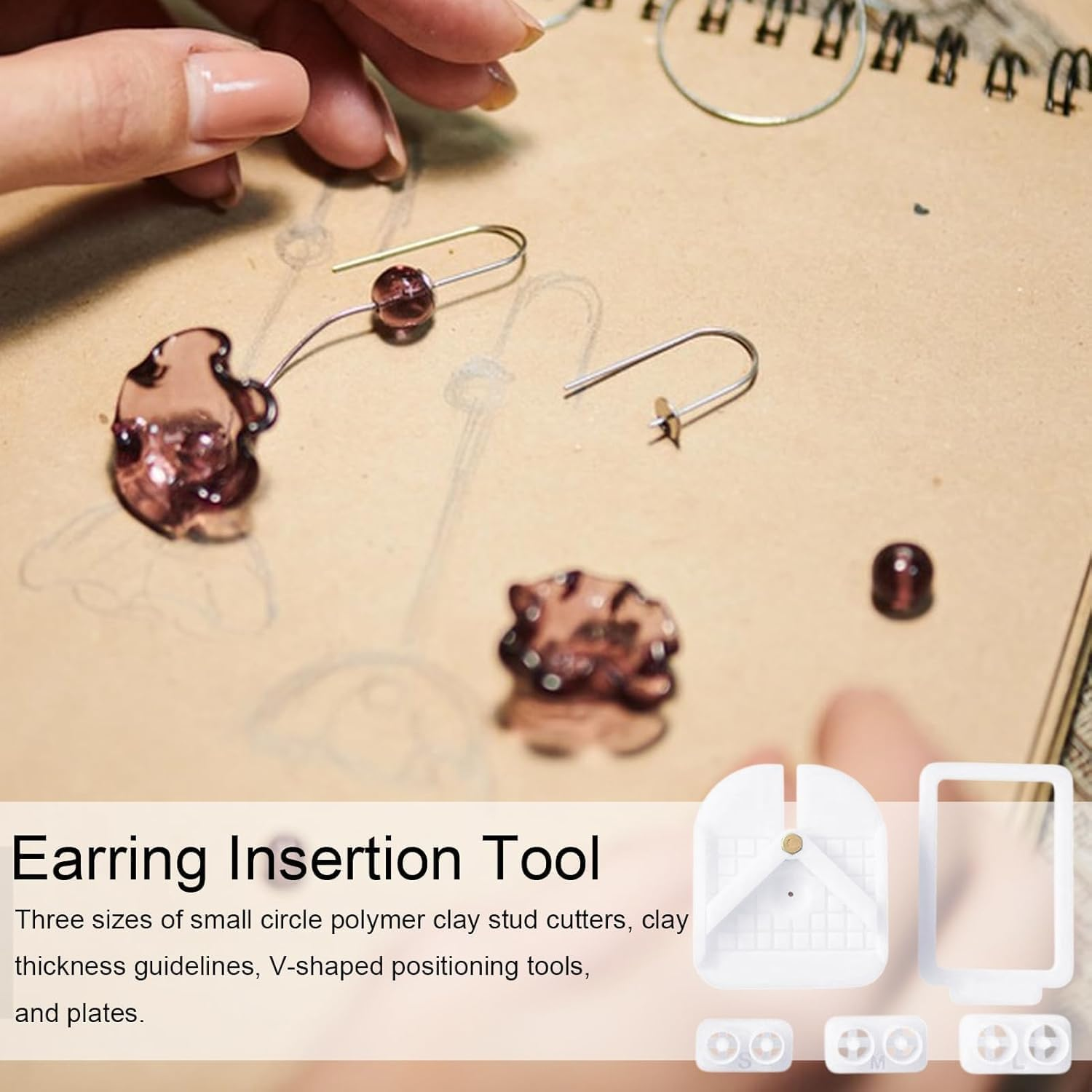 Stud Post Embedding Tool for Polymer Clay Earring, Polymer Clay Tools for Clay Jewelry, Earring Post Embedder Tool image number 5