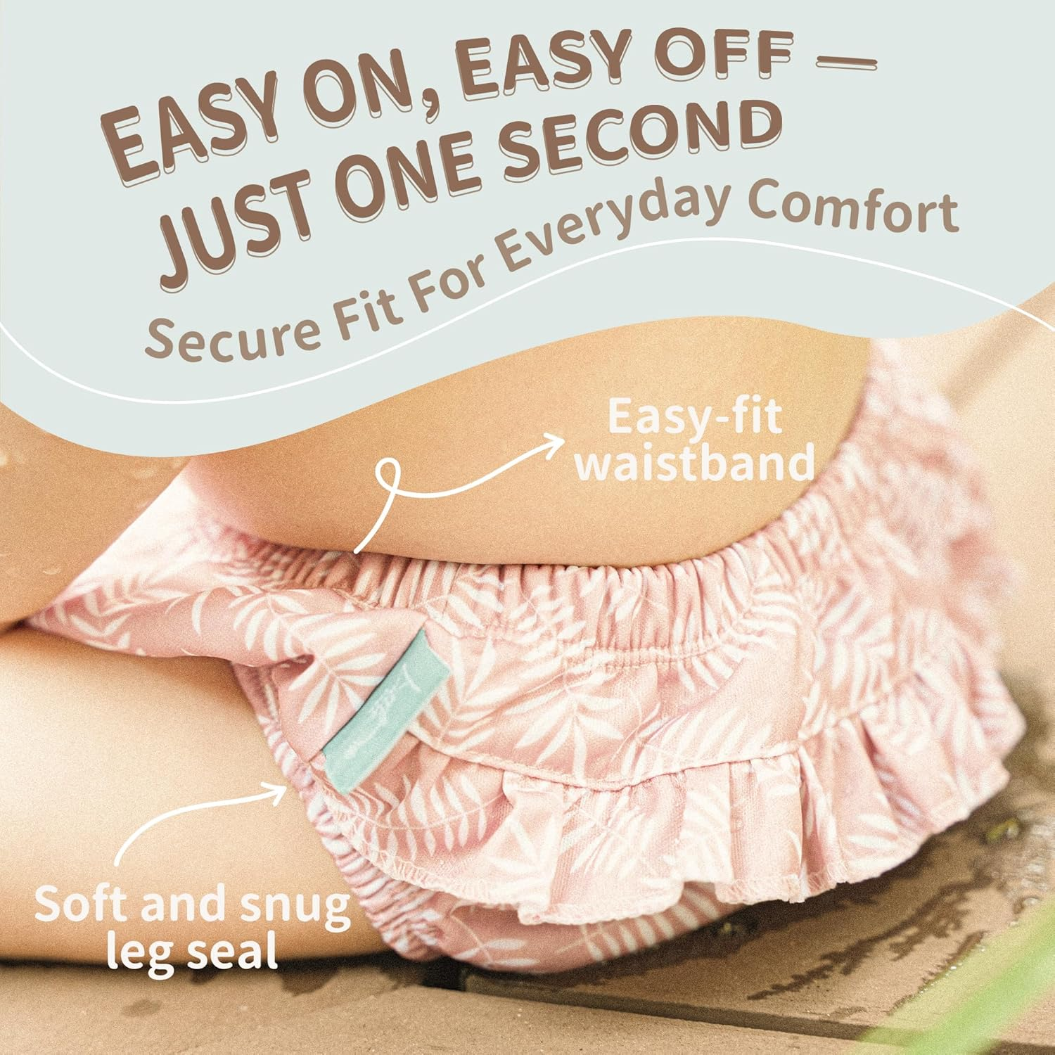 Little Bobo 2-Pack Reusable Swim Nappies (Baby Swim Diapers, Cloth Nappies) &ndash; Eco-Friendly, Waterproof, Quick-Drying, Machine Washable, Gentle on Skin | Fits 9-11Kg, Sizes L (Blush 2 Pack, L) image number 6