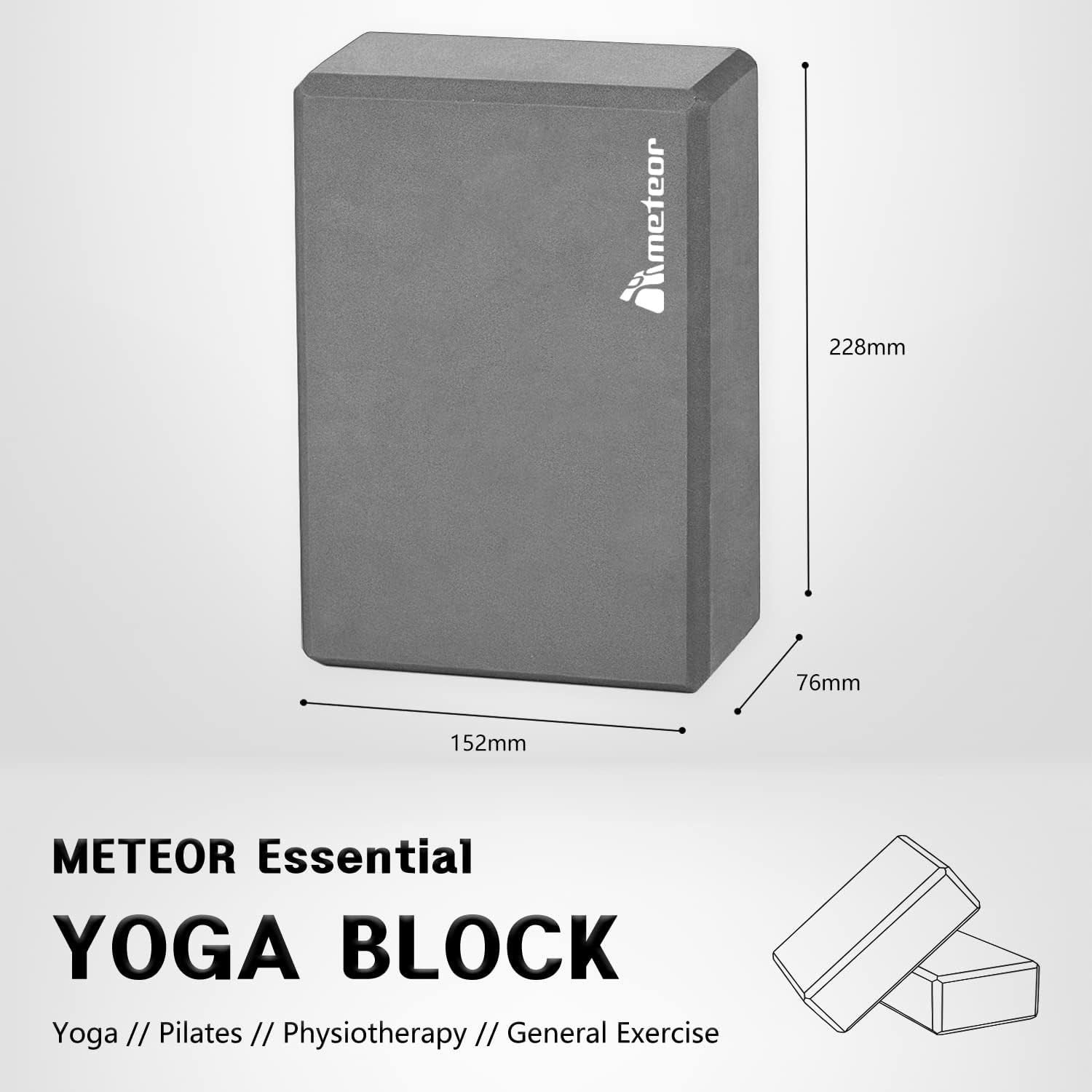 METEOR Essential Non-Slip Yoga Block, High Density Yoga Brick for Yoga, Pilates, Exercise image number 1