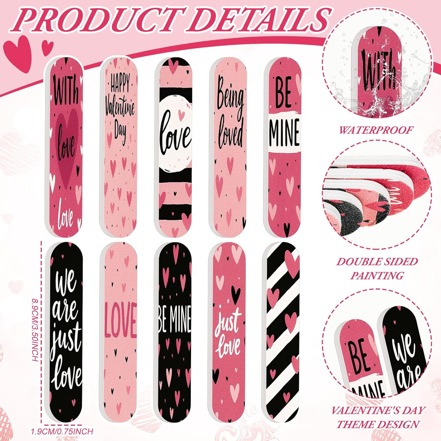 Lanties 50 Pcs Valentine'S Day Mini Nail File Exchange Gifts Bulk for Women Double Sided Love Nail Files Mini Thank You Red Emery Boards Manicure Tools for Valentine'S Day Favors Gifts Supplies image number 1