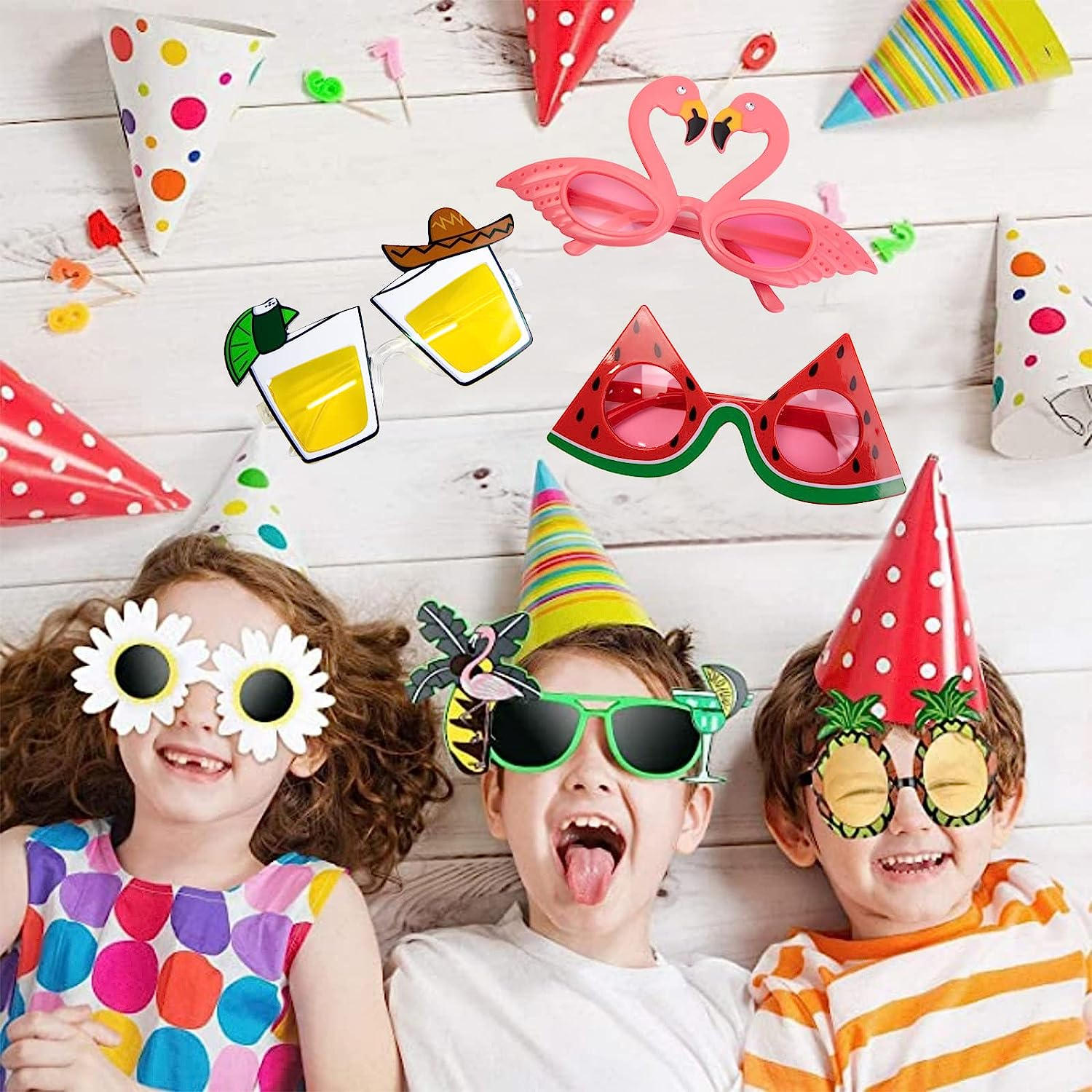 Oundarm 9 Pairs Hawaiian Luau Glasses Tropical Flamingo Pineapple Party Bag Filler Fancy Dress Favors Creative Funny Summer Beach Party Photo Booth Props Novelty Pool Supplies image number 5