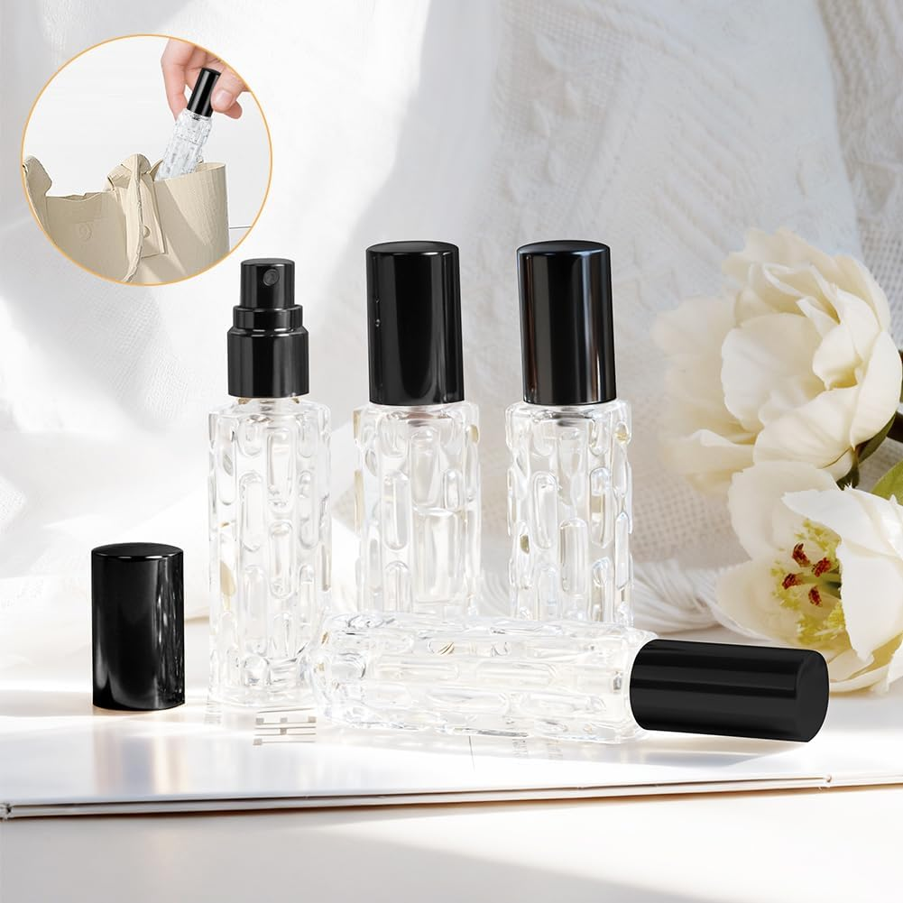 LOPHE Refillable Perfume Atomiser, 4 X 10 Ml, Travel Perfume Atomiser, Mini Perfume for Travel, Bottler, Perfume Bottle, Empty Gifts for Men and Women, Black image number 3