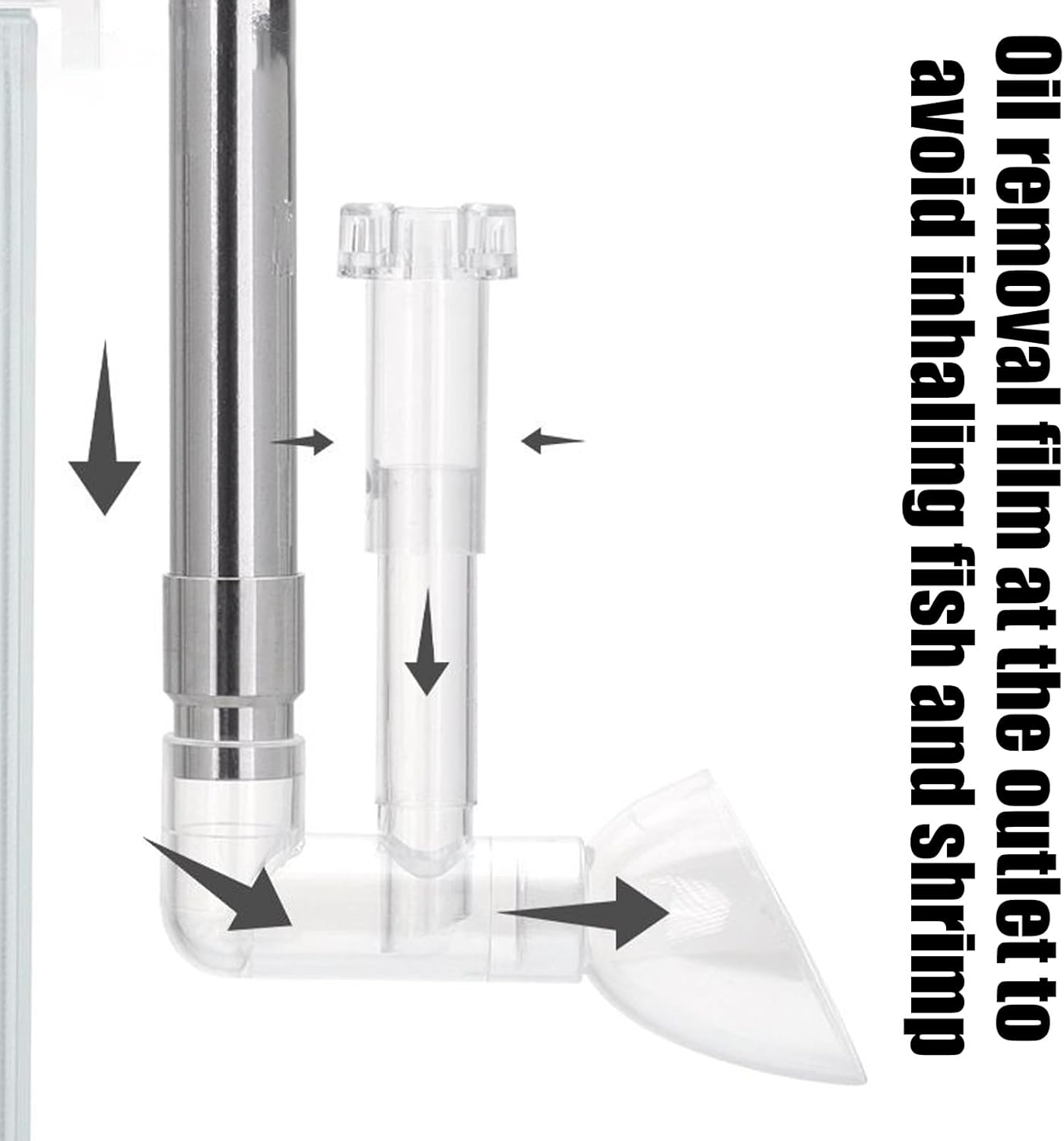 Nuytghr Inflow Outflow Pipe Aquarium, Fish Tank Skimmer, Oil Removal Tube, 24X9.5X5Cm, Adjustable Stainless Steel Accessory, for High Strength Filtration, Professional Aquatic Setups image number 5