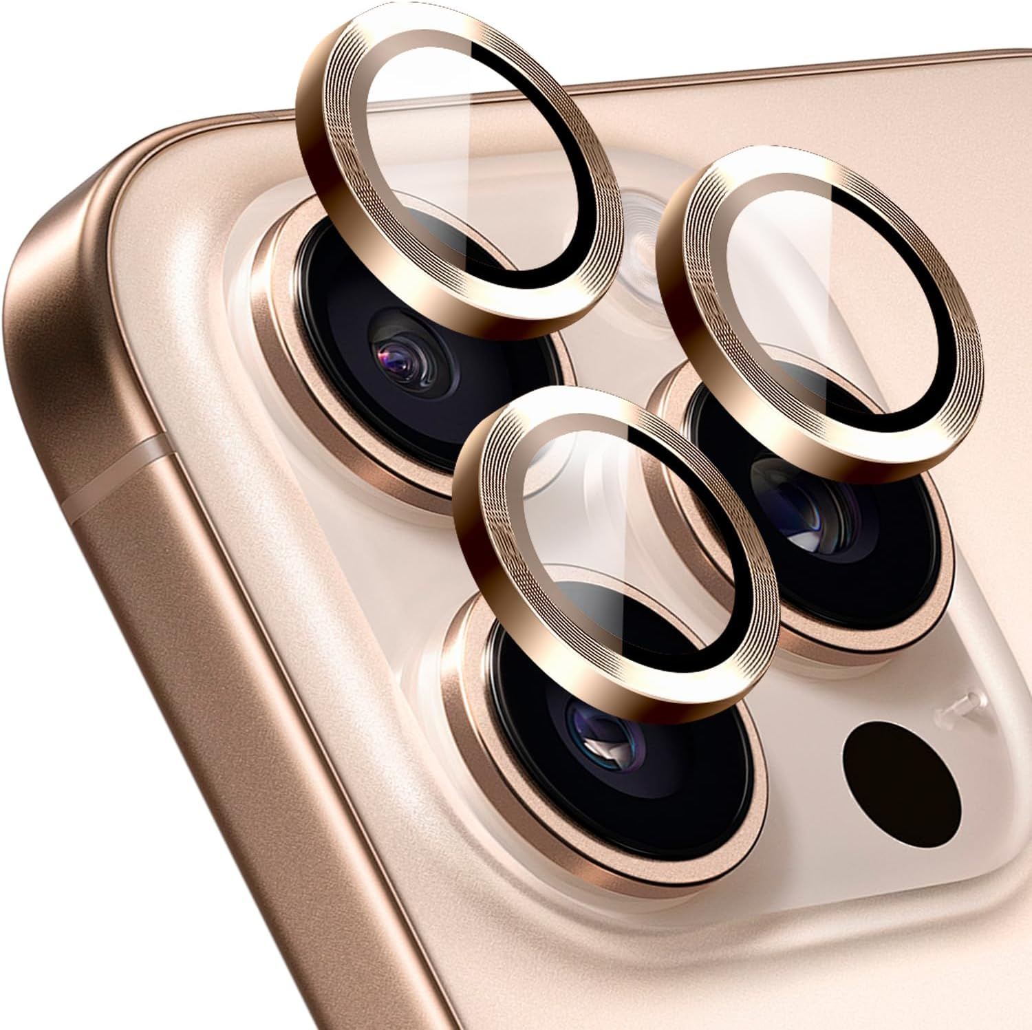 [4 Pieces] T Tersely Camera Lens Protector for Iphone 16 Pro/Iphone 16 Pro Max 2024, 9H Transparent Camera Tempered Glass Protective Cover - Desert Titanium