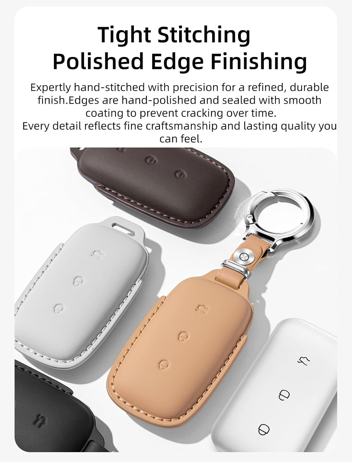 Ontto Leather Car Key Fob Cover Fit for Geely Galaxy EX5 E5 Cityray L6 L7 EMI NO.1 Proton E.Mas 7 5 E8 Starry 8 Key Case Holder Shell Key Chain Keyring Protector Accessories 3 Buttons