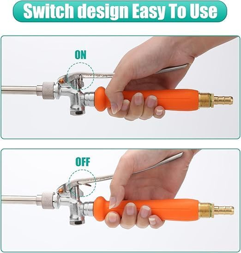All Metal Replacement Sprayer Wand, 1/4" & 3/8" Brass Barb Sprayer Wand with Stainless Steel Shut off Valve & 2 Hose Clamps (29 Inches) image number 4