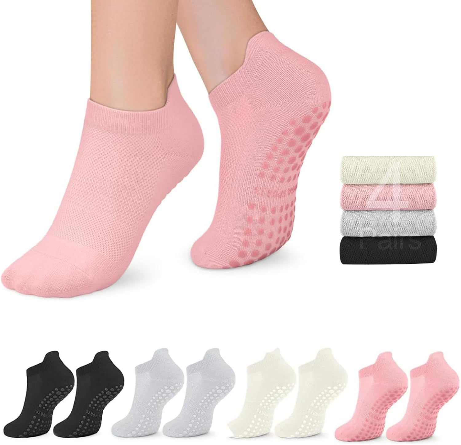 Pilates Socks,Dgbay Pilates Yoga Non-Slip Grip Socks for Women - Anti-Slip for Hospital, Dance, Barefoot Workout, Ballet