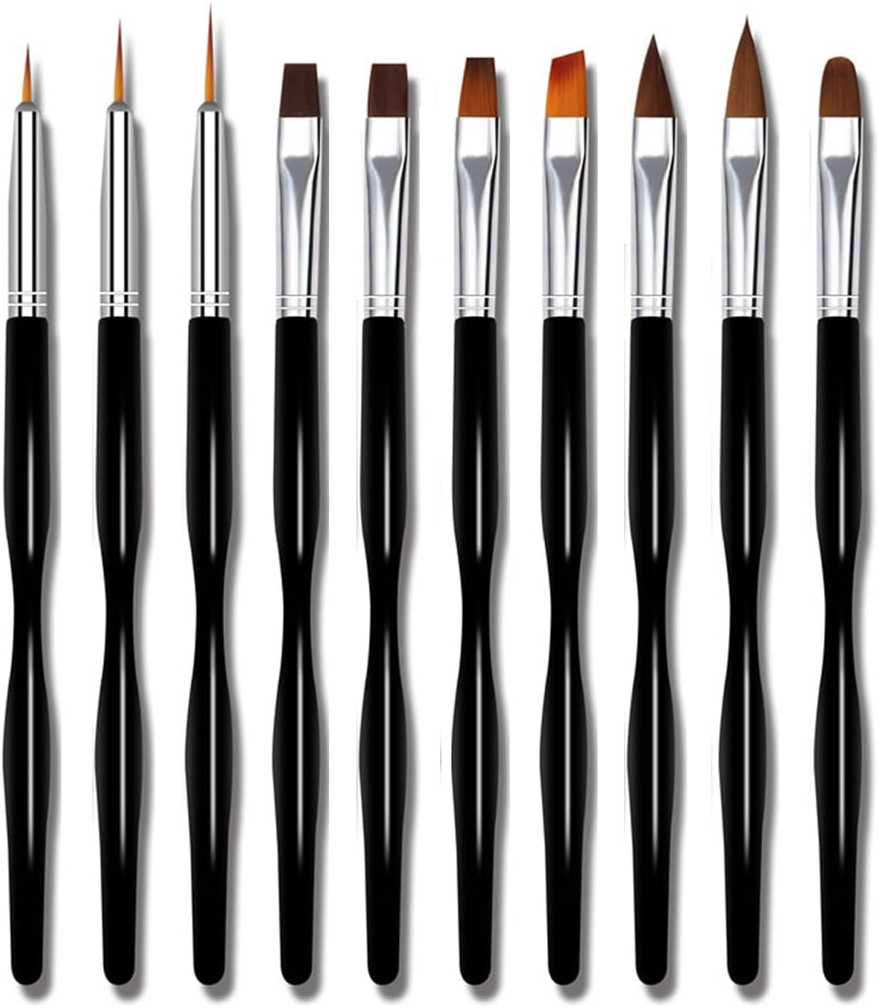Nail Art Brushes Set, 10Pcs Nail Design Painting Brushes, Professional Nail Art Design Brushes, Nail Fine Liner Brushes, Pink